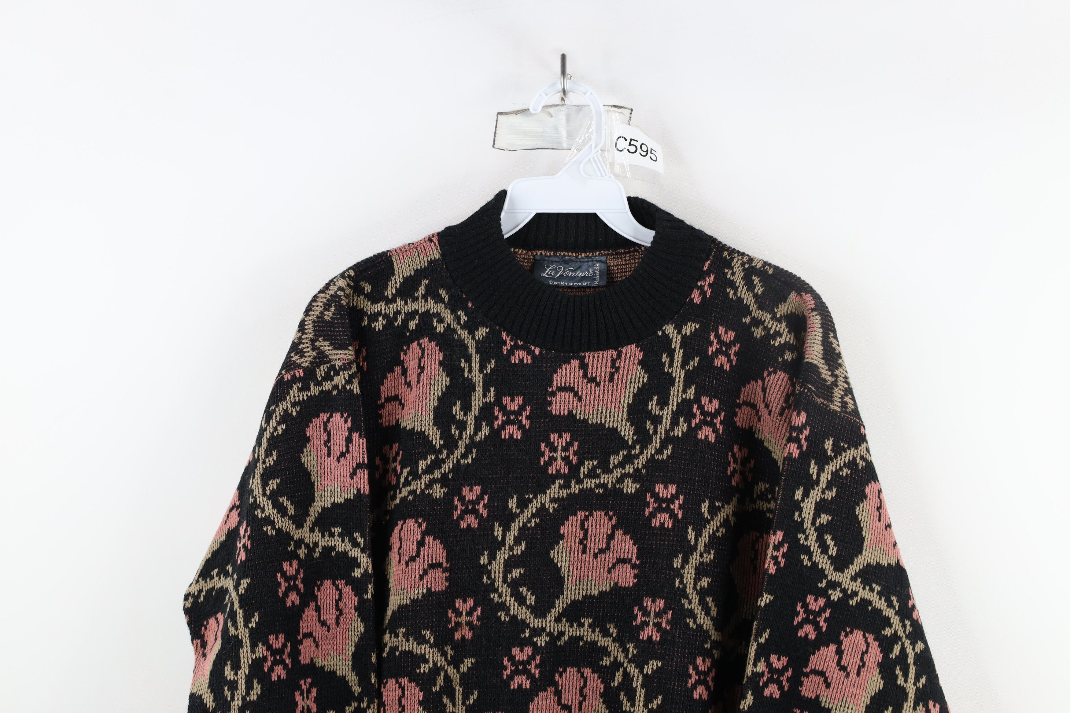 Vintage Vintage 90s Streetwear Flower Tapestry Knit Sweater USA Size M / US 6-8 / IT 42-44 - 2 Thumbnail