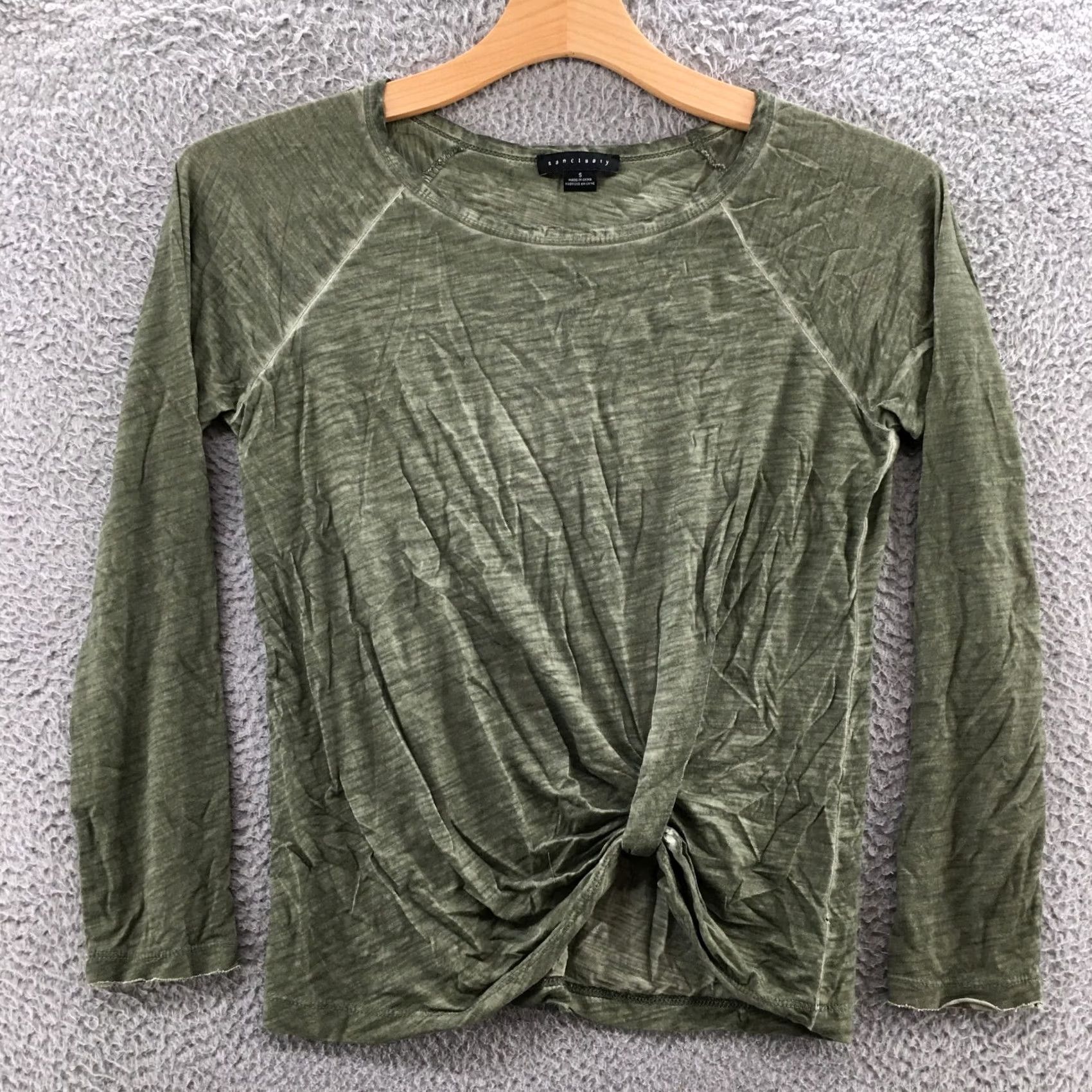 Sanctuary Sanctuary T-Shirt Womens Small Green Long Sleeve Knot Front Pullover Casual Size S / US 4 / IT 40 - 2 Thumbnail