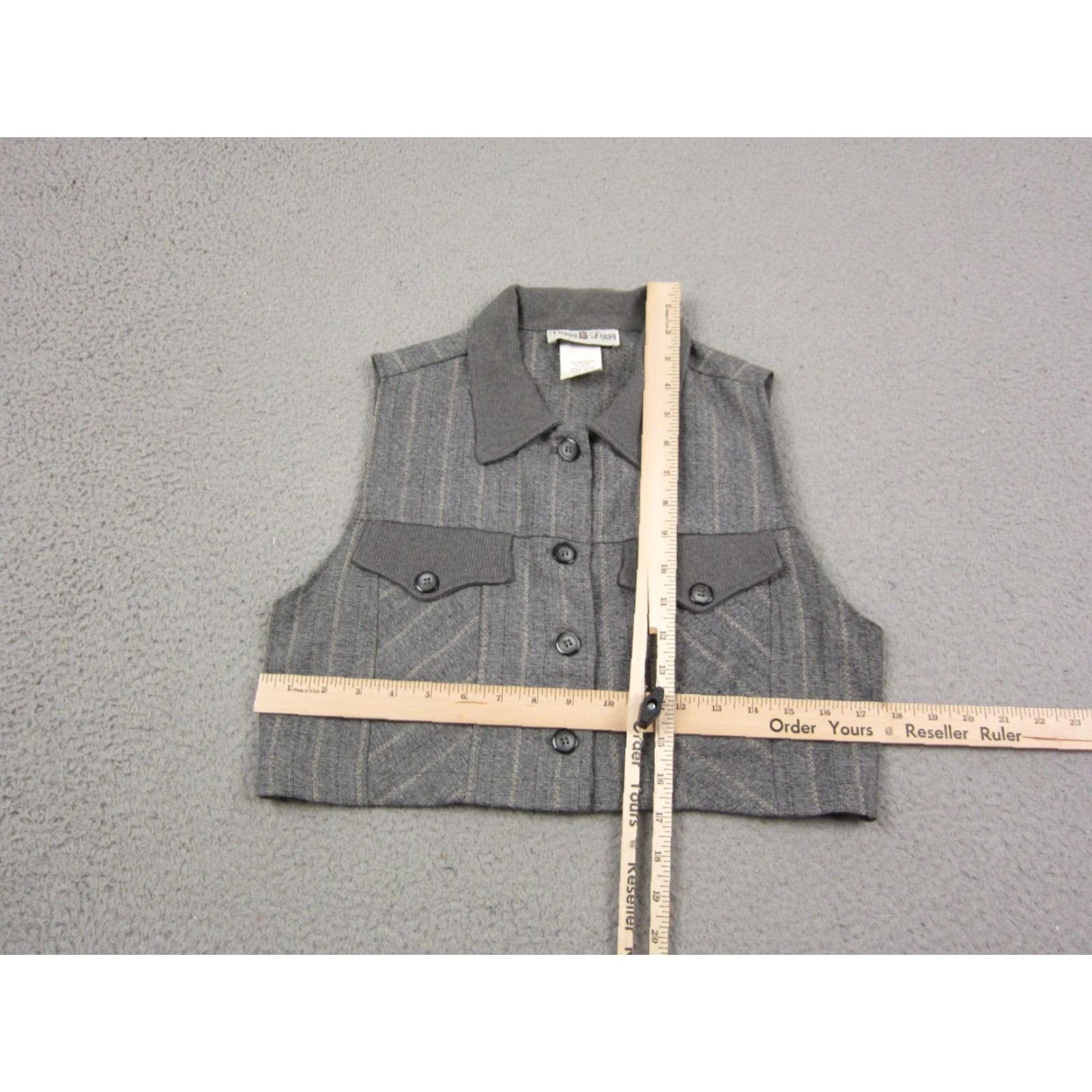 Vintage VINTAGE Dizzy Lizzy Vest Teens Size 9 Gray Striped Cropped Made in USA 70s Size M / US 6-8 / IT 42-44 - 5 Thumbnail