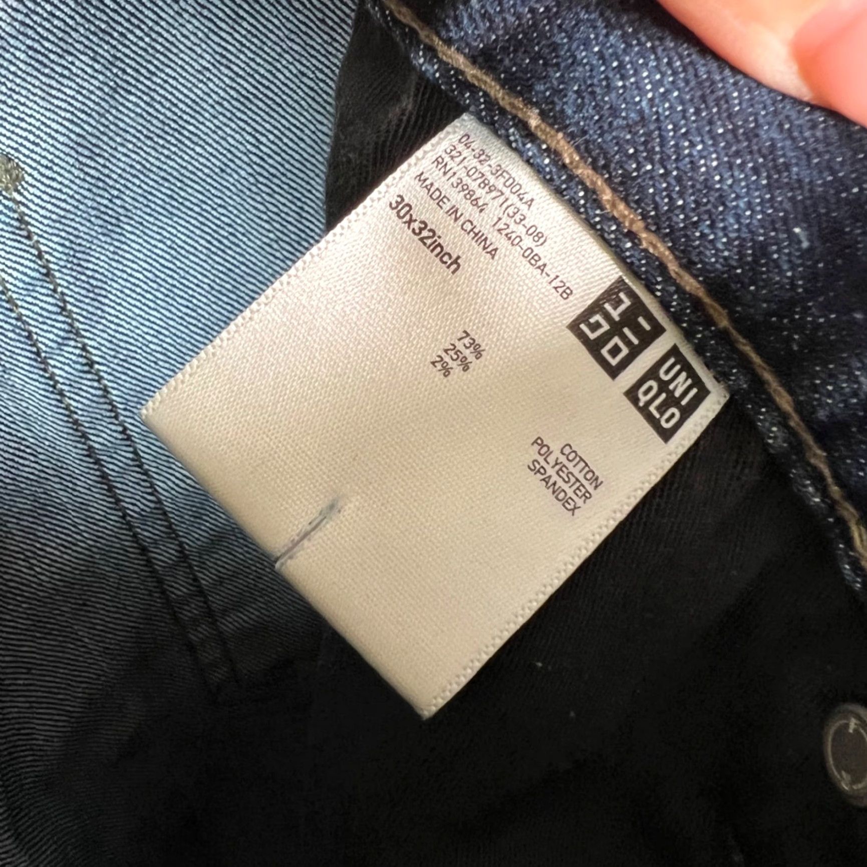 Uniqlo Uniqlo Mens Size 30 x 28 Dark Blue Slim Fit Stretch Denim Jeans Size US 30 / EU 46 - 3 Thumbnail
