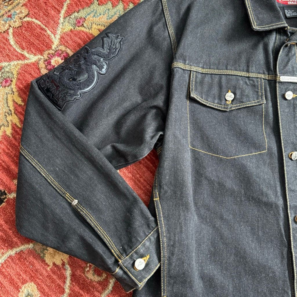 Coogi Vintage Y2K Johnny Blaze Black Denim Jacket Dragon Patchwork Size US XXL / EU 58 / 5 - 4 Thumbnail