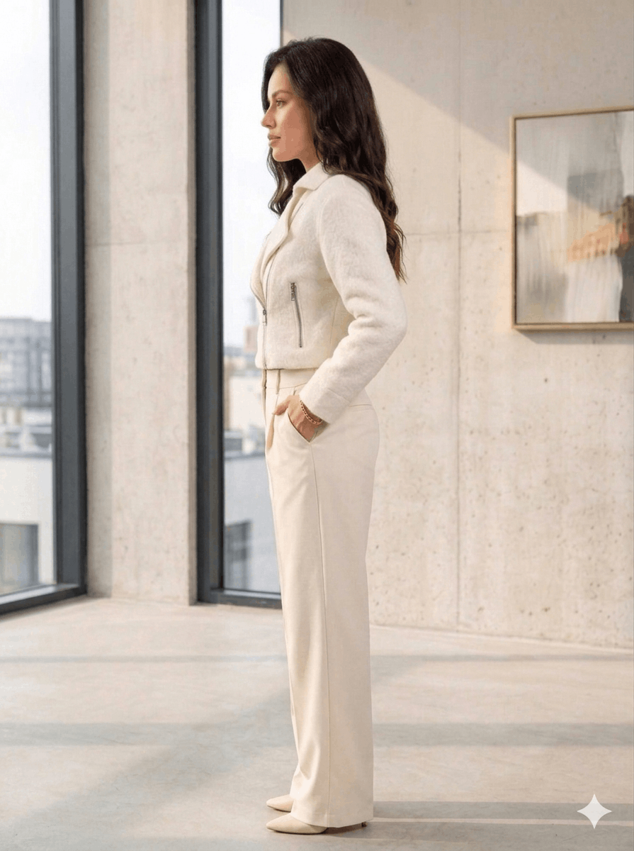 Allsaints AllSaints Robyn Biker Merino Wool Jacket Ivory – Size XS–S Size XS / US 0-2 / IT 36-38 - 2 Thumbnail