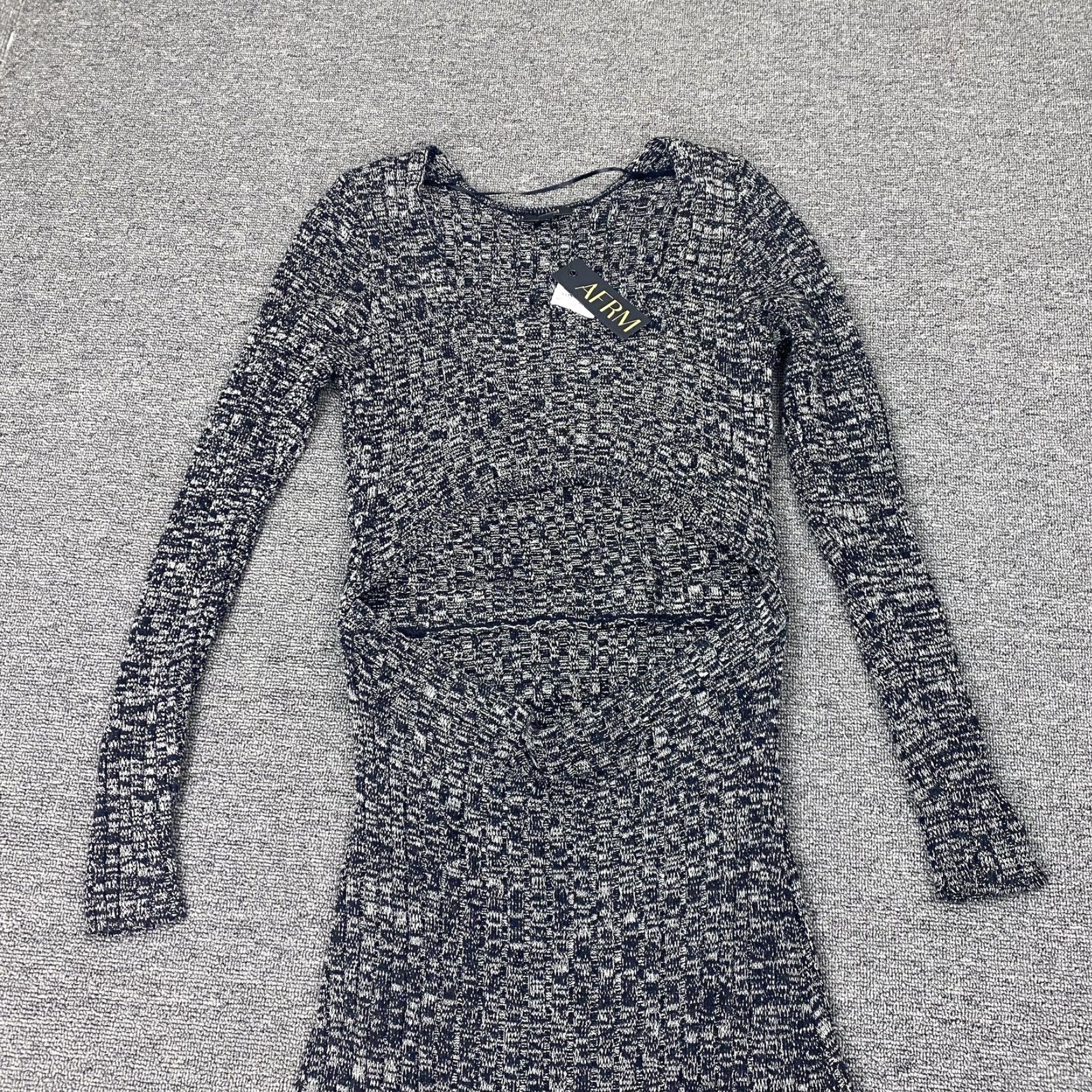 Vintage AFRM Dress Womens Large Black Geometric Cutout Long Sleeve Knit Sweater Maxi Dress Mens Womens Girls Boys Size L / US 10 / IT 46 - 3 Thumbnail