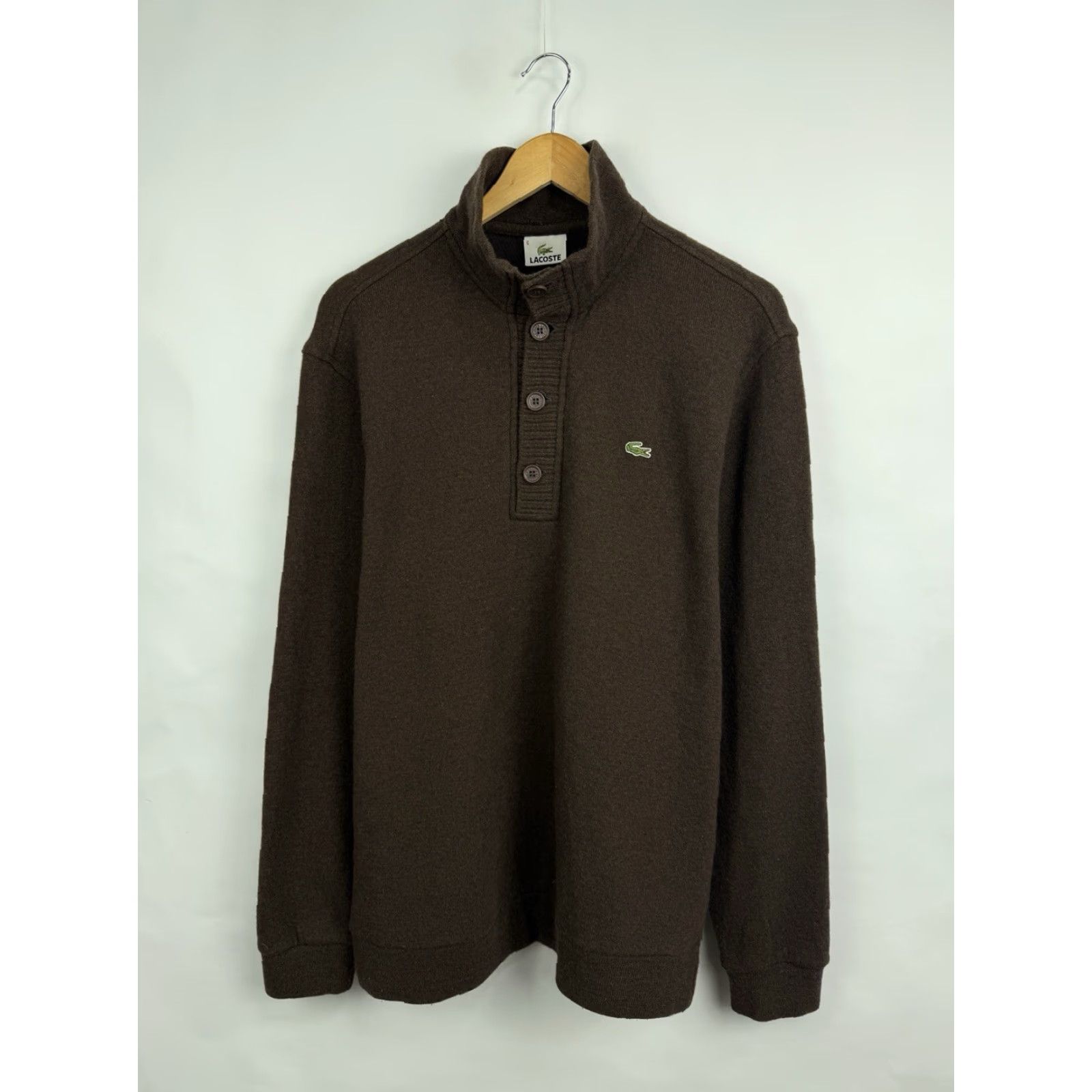 Lacoste VINTAGE Lacoste Wool Brown Sweater 90s Pullover Made in France XL Men Brown 90s Y2K Wool Sweater Lacoste Mens XL Size US XL / EU 56 / 4 - 5 Thumbnail