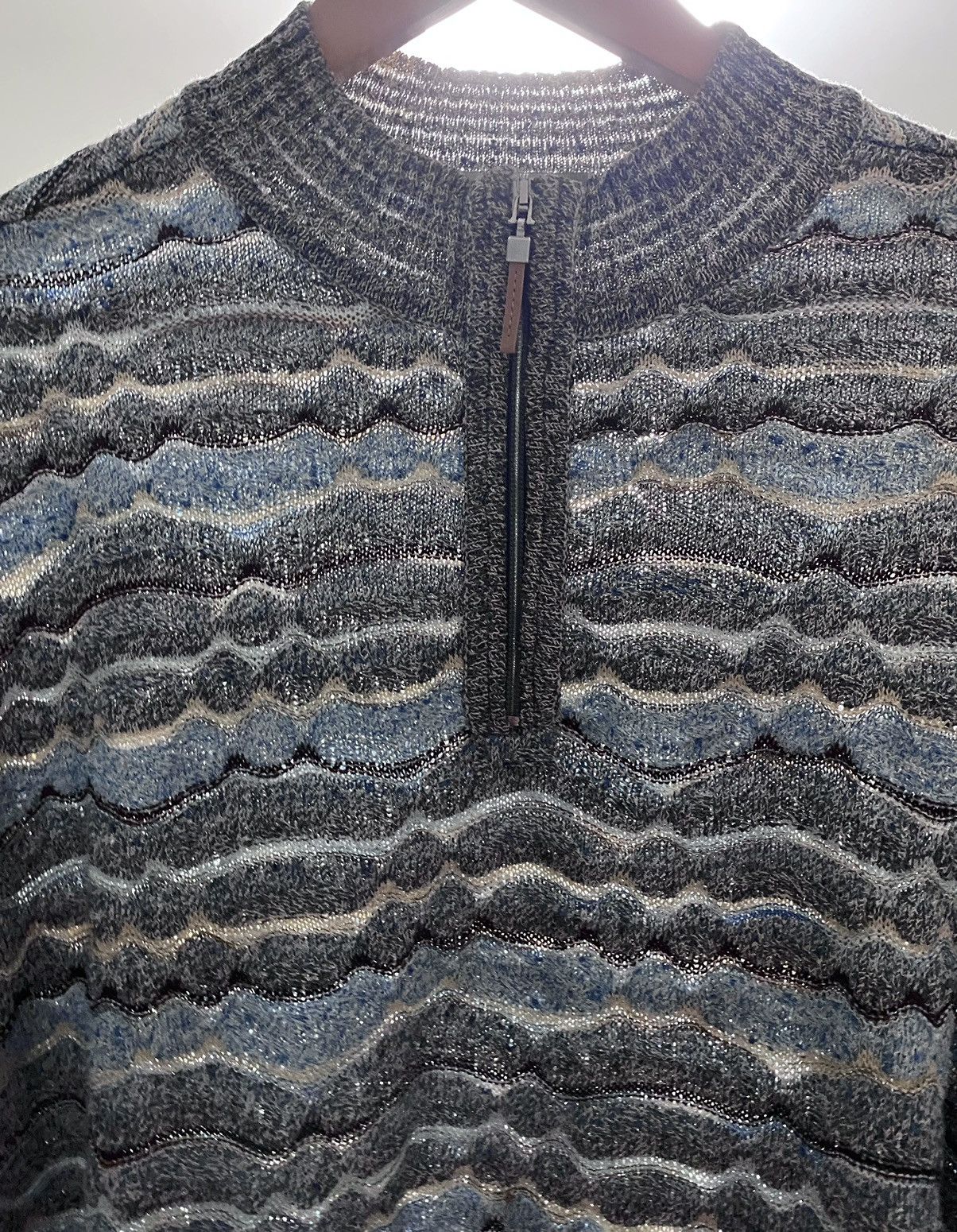 Missoni Vintage Missoni Multicolour Weave Cotton Viscose Zip Sweater Size US XL / EU 56 / 4 - 18 Thumbnail