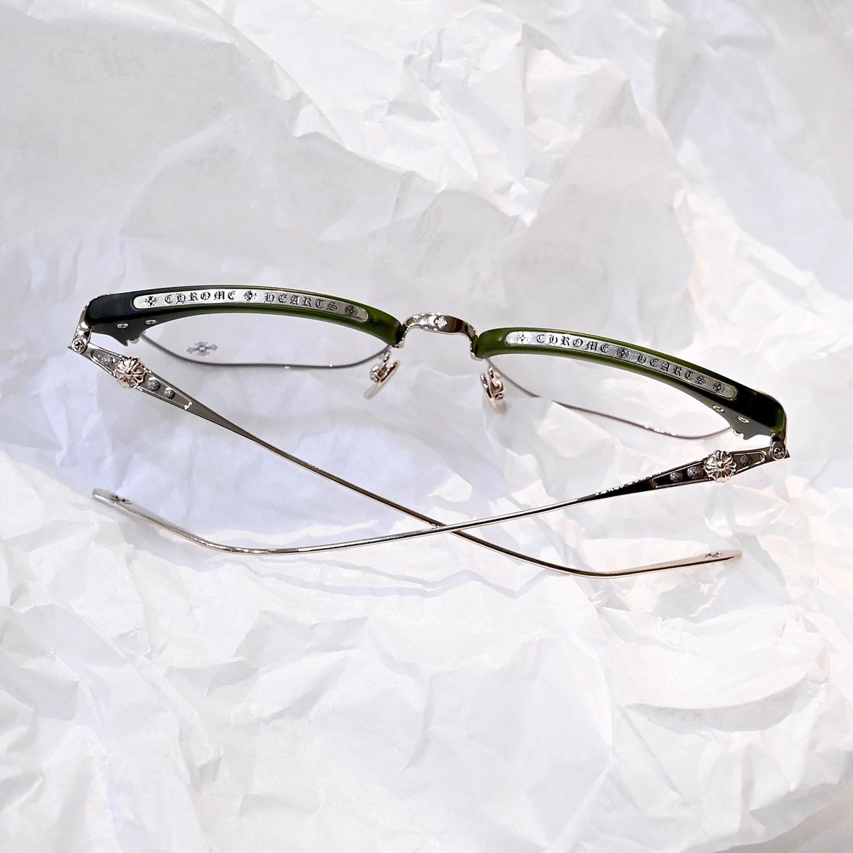 Chrome Hearts CHROME HEARTS SLUNTRADICTION MATTE DARK OLIVE/ GOLD PLATED GLASSES GLASSES Size ONE SIZE - 11 Thumbnail