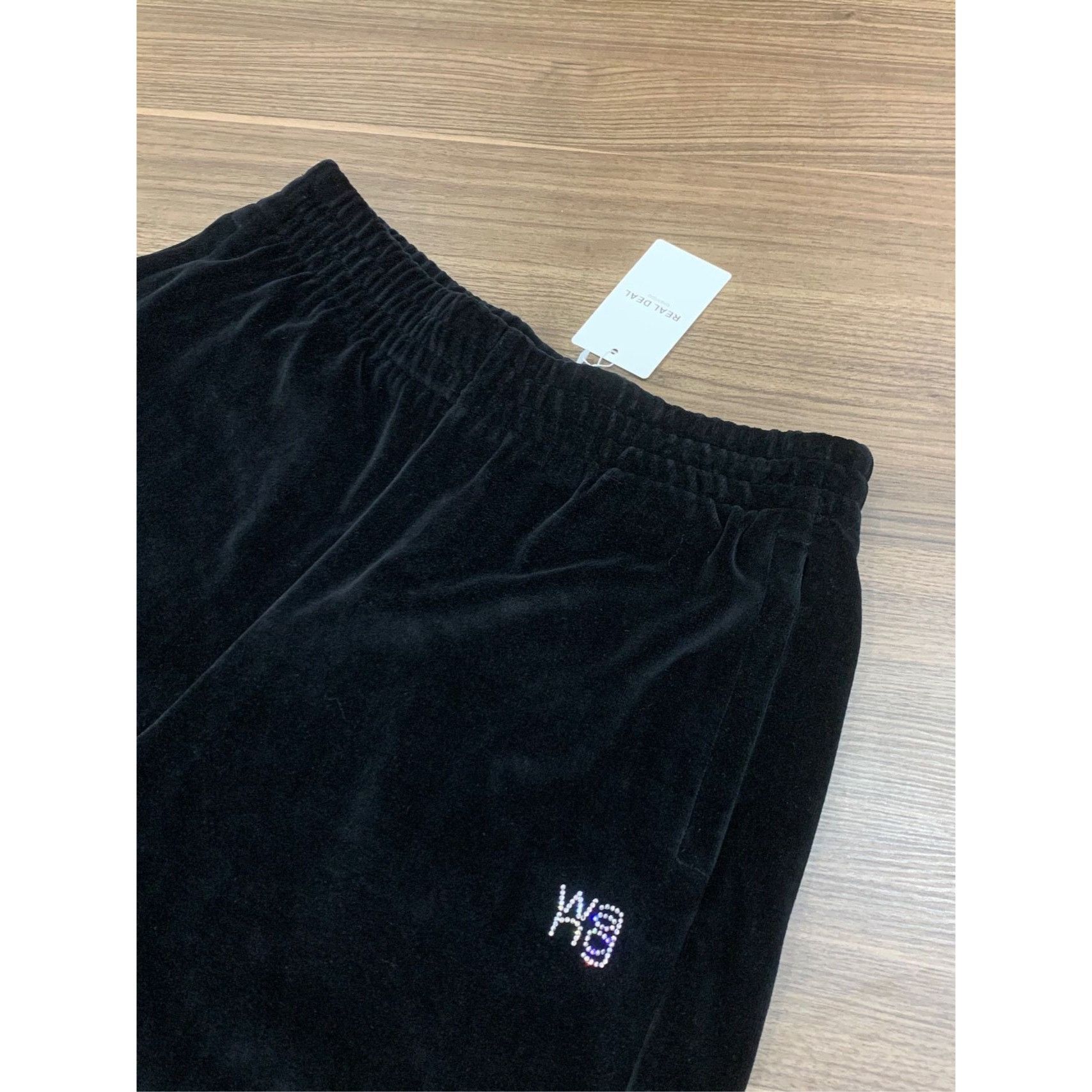 Alexander Wang Alexander Wang Women's 22' Black Cotton Velvet Logo Tapered Size 22" - 3 Thumbnail
