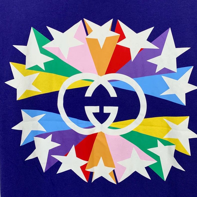 Gucci Gucci Double Glogo star print round neck dark blue cotton s Size US XS / EU 42 / 0 - 4 Thumbnail
