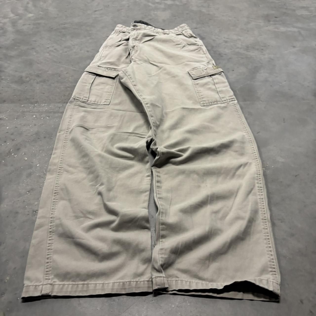 Japanese Brand × Vintage Crazy Vintage Y2K/2000s Baggy Khaki Cream Streetwear Skater Style Cargo Pants! Size US 36 / EU 52 - 3 Thumbnail