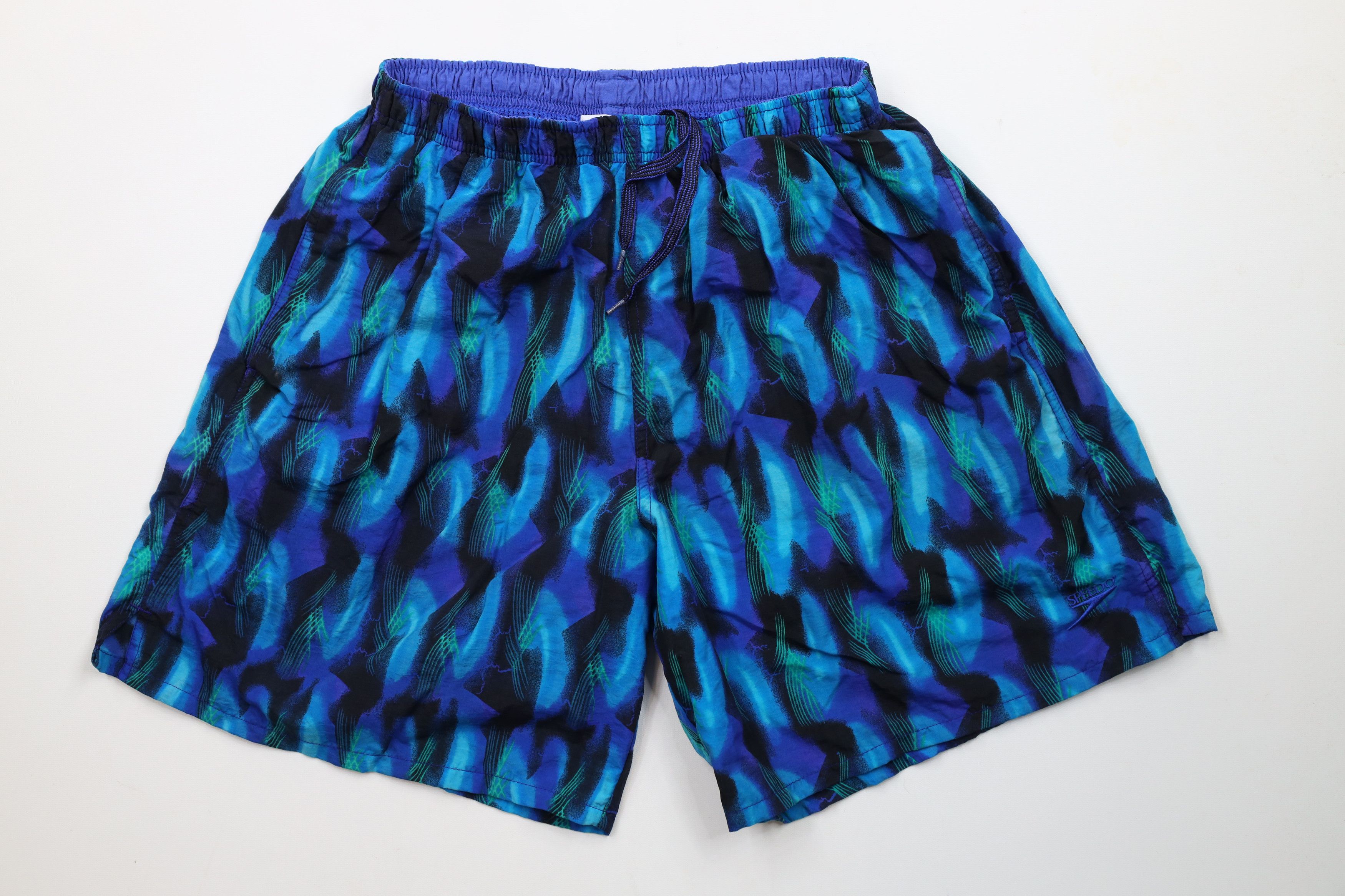 Speedo × Vintage Vintage 90s Speedo Spell Abstract Lined Shorts Swim Trunks Size US 34 / EU 50 - 1 Thumbnail