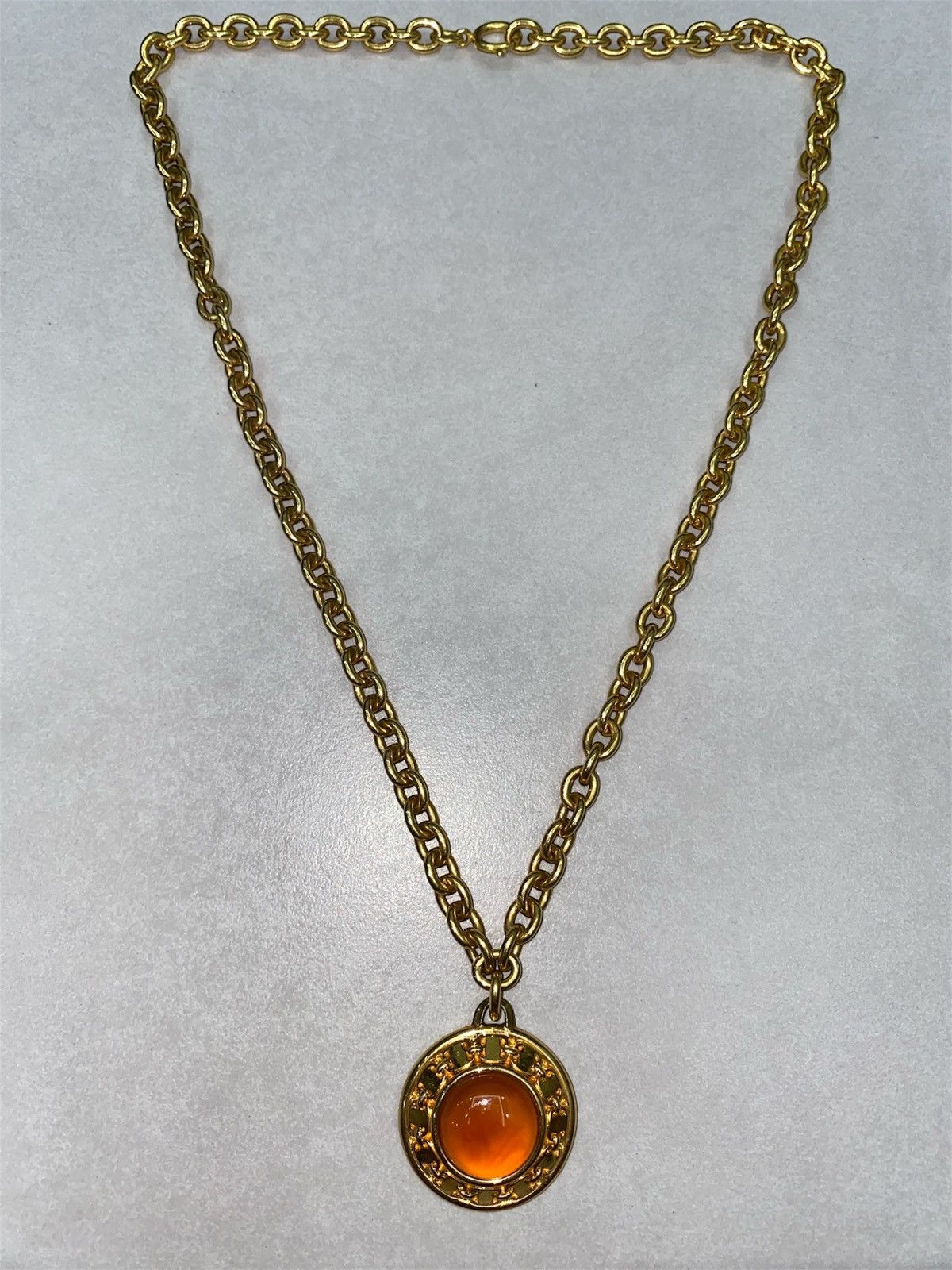 Salvatore Ferragamo Vtg Salvatore Ferragamo orange cabochon pendant necklace Size ONE SIZE - 2 Thumbnail