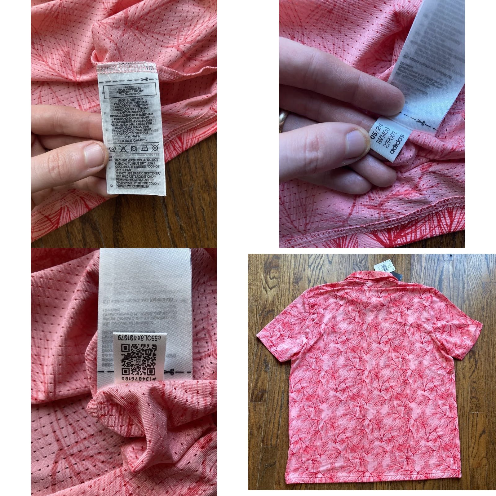 Adidas adidas Polo Shirt Mens XL Red Floral AOP Golf Performance Music City Wheels Size US XL / EU 56 / 4 - 8 Thumbnail