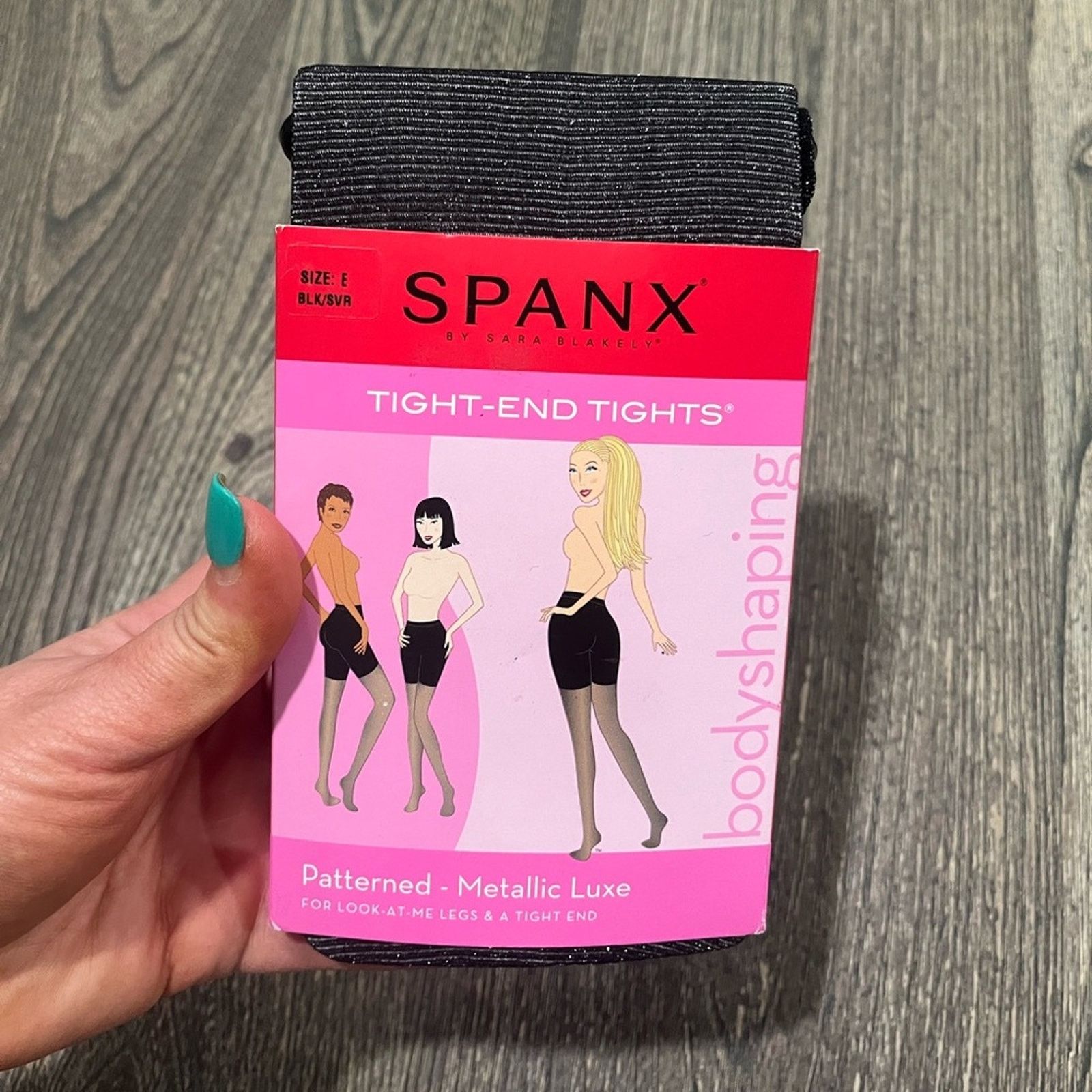 Spanx NWT Spanx Patterned Tight-End Tights Black Silver Size E Size ONE SIZE - 1 Thumbnail