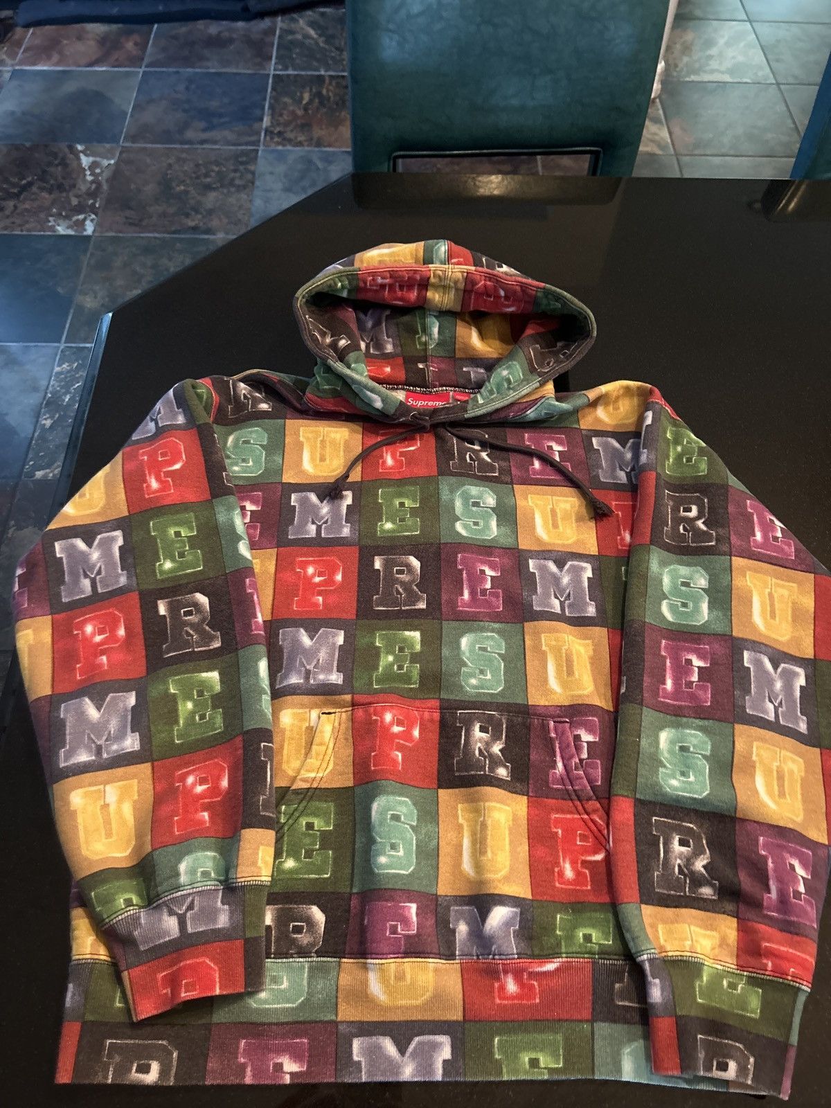 image of Supreme Multicolor Blocks Hoodie in Green, Men's (Size Medium)