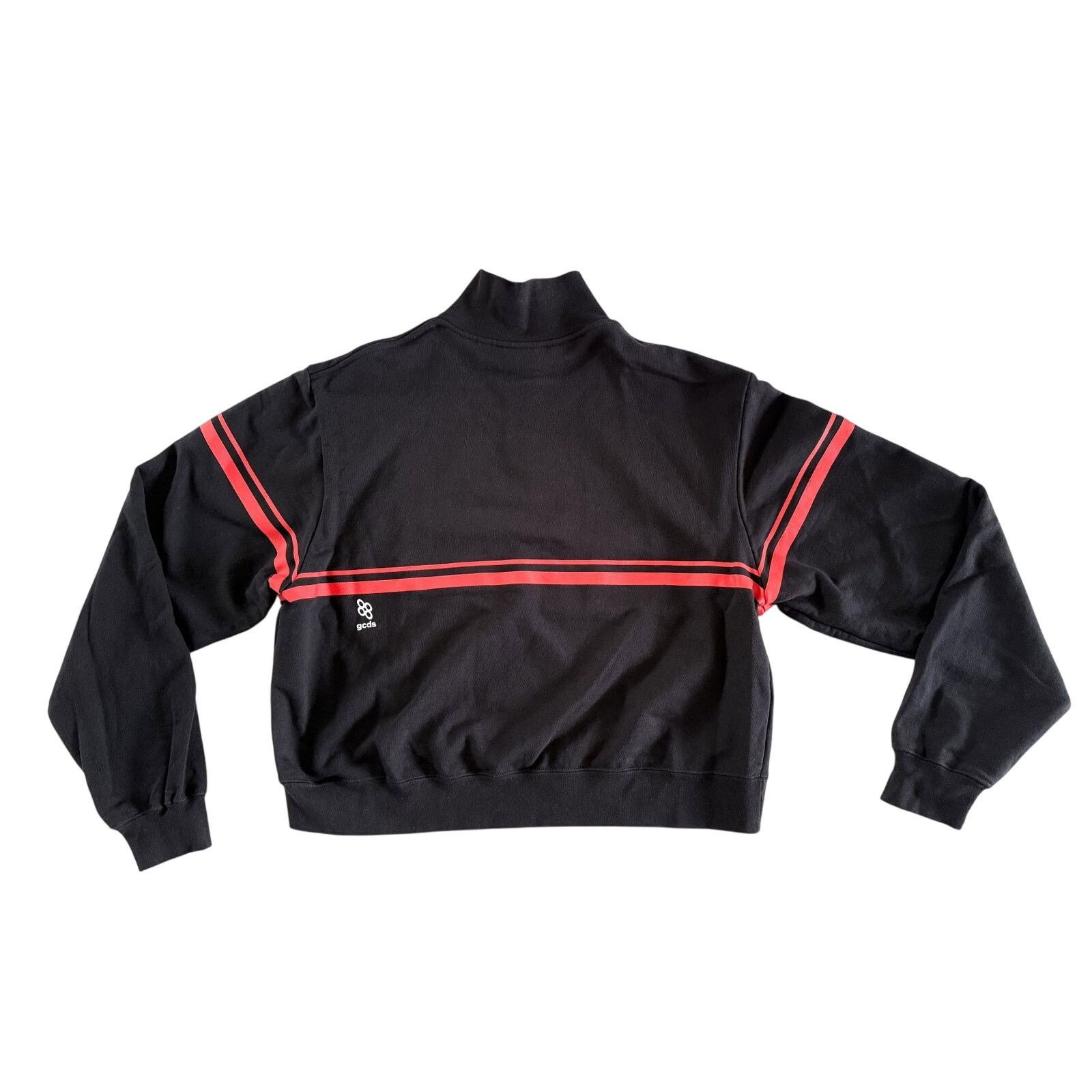 GCDS GCDS Striped Mock Neck Track Sweatshirt Black Red Size US L / EU 52-54 / 3 - 2 Thumbnail