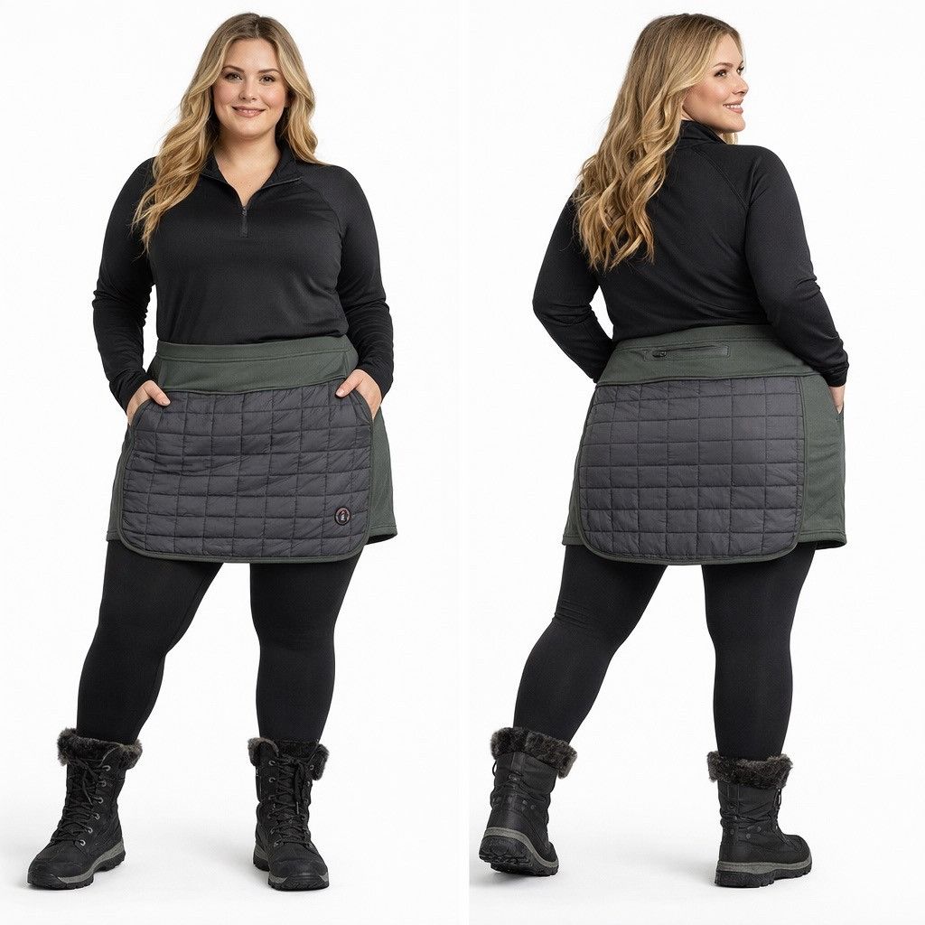 Other Little Donkey Andy Insulated Running Skirt - Gray/Green - XL Size 38" / US 16 / IT 52 - 1 Thumbnail