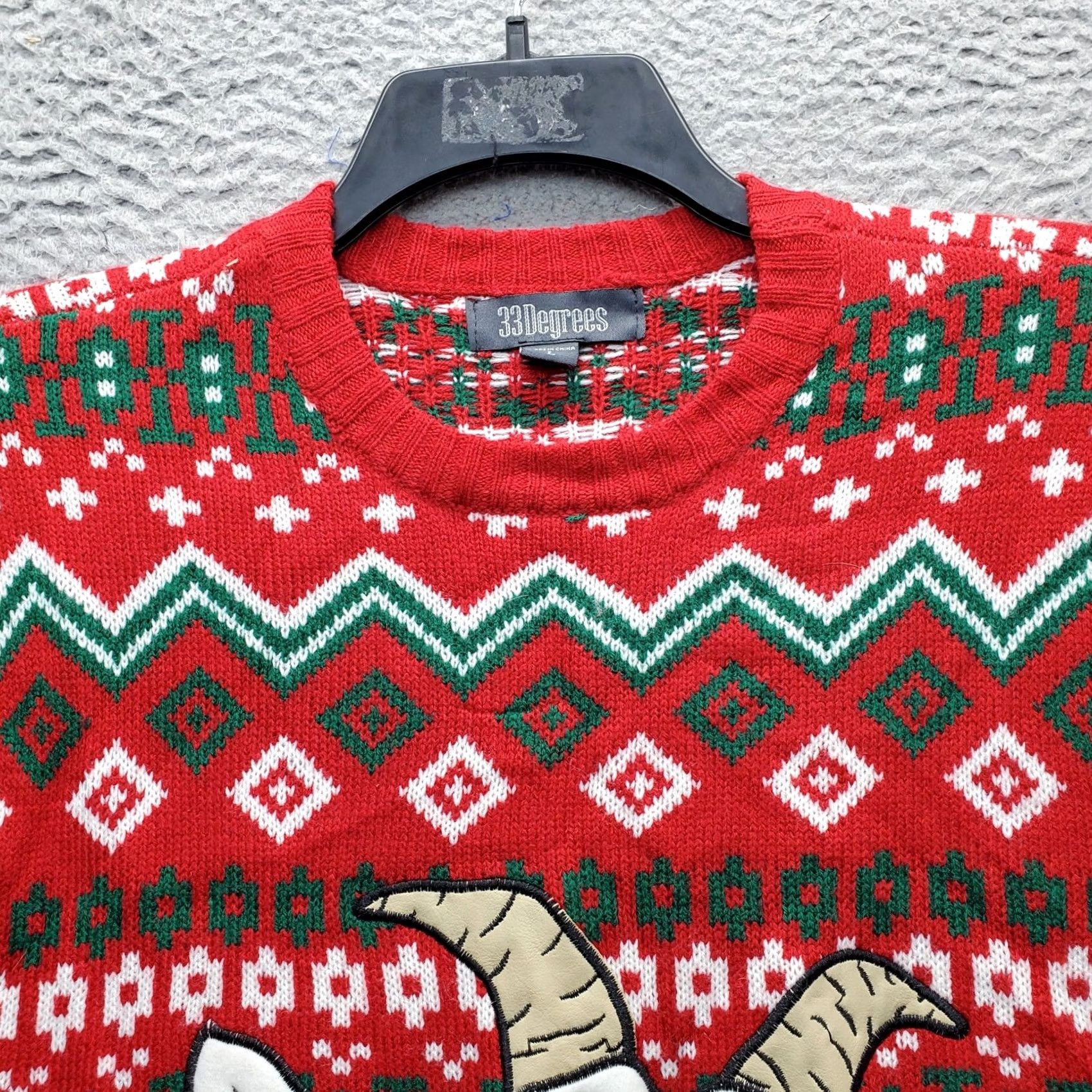 GOAT Crew VINTAGE 33 Degrees Unisex Large Ugly Christmas Sweater Crew Neck Fair Isle Goat Knit Pullover Size US L / EU 52-54 / 3 - 5 Thumbnail