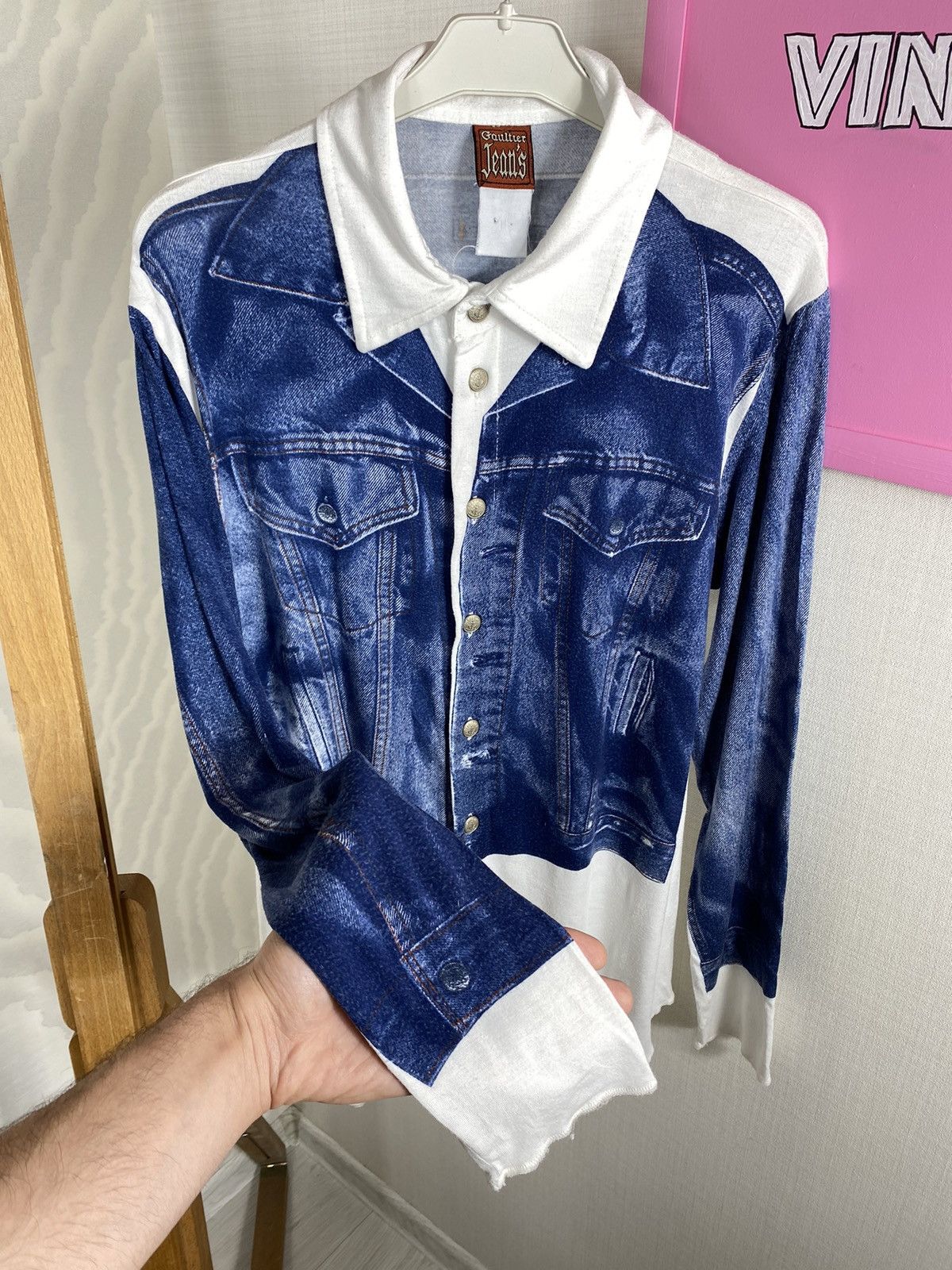 Jean Paul Gaultier × Vintage Jean Paul Gaultier Jeans Trompe Shirt SS97 Size L / US 10 / IT 46 - 11 Thumbnail