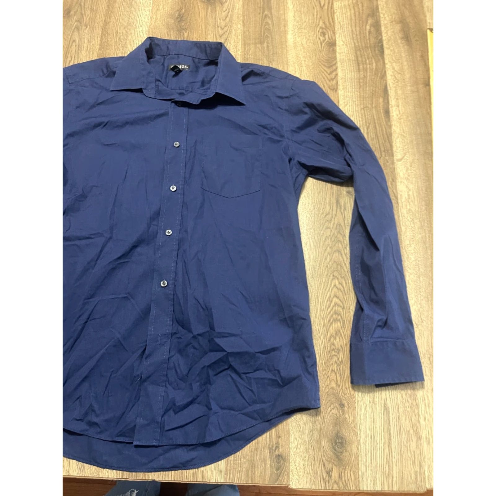 George George Shirt Mens M 15-15.5 34-35 Blue Long Sleeve Button Up Shirt Size US M / EU 48-50 / 2 - 4 Thumbnail
