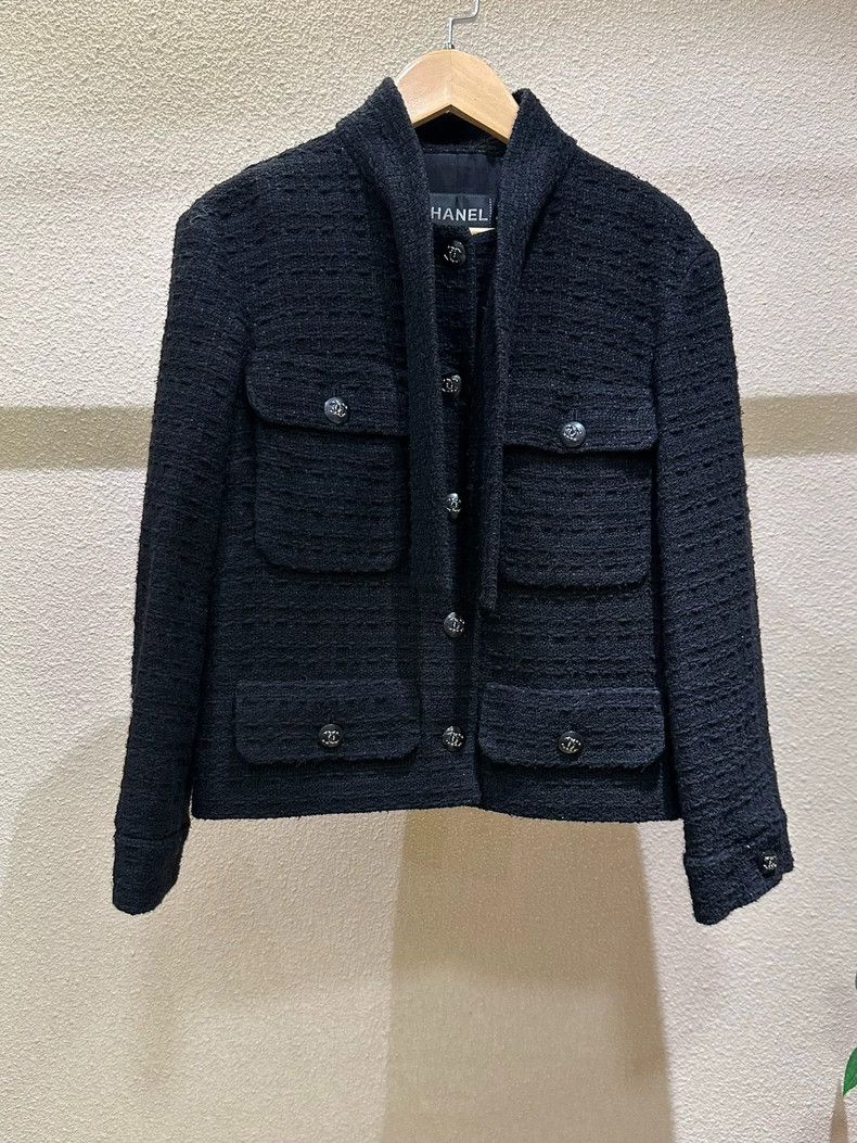 Chanel Chanel 21C black streamer four-pocket jacket Size XXS / US 00 / IT 34 - 1 Thumbnail
