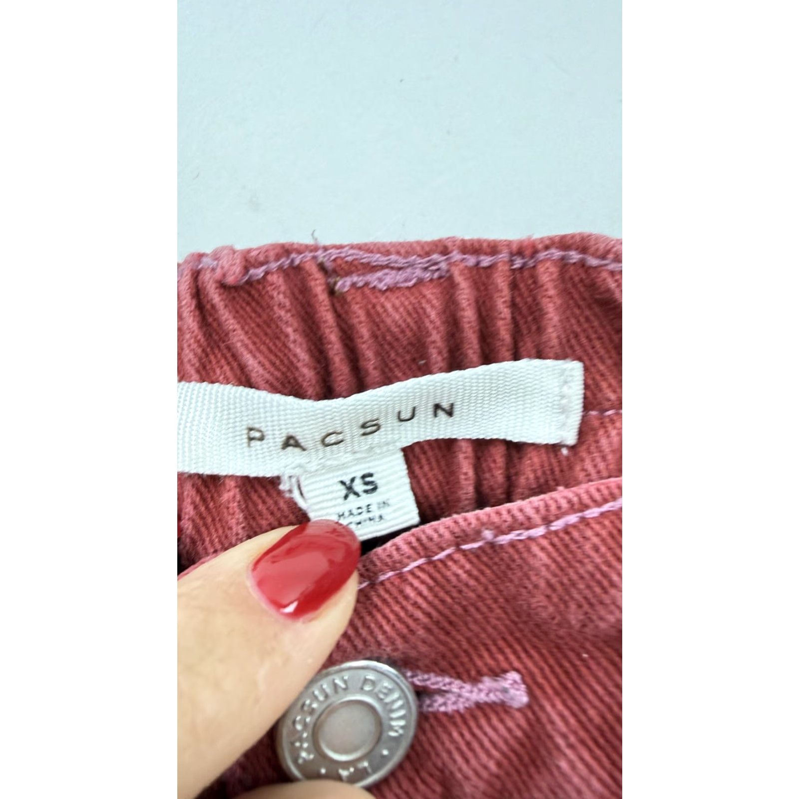 Pacsun PacSun Cargo Pants Womens XS Red 100% Cotton Elastic Waist Casual Pants Size 26" / US 2 / IT 38 - 2 Thumbnail