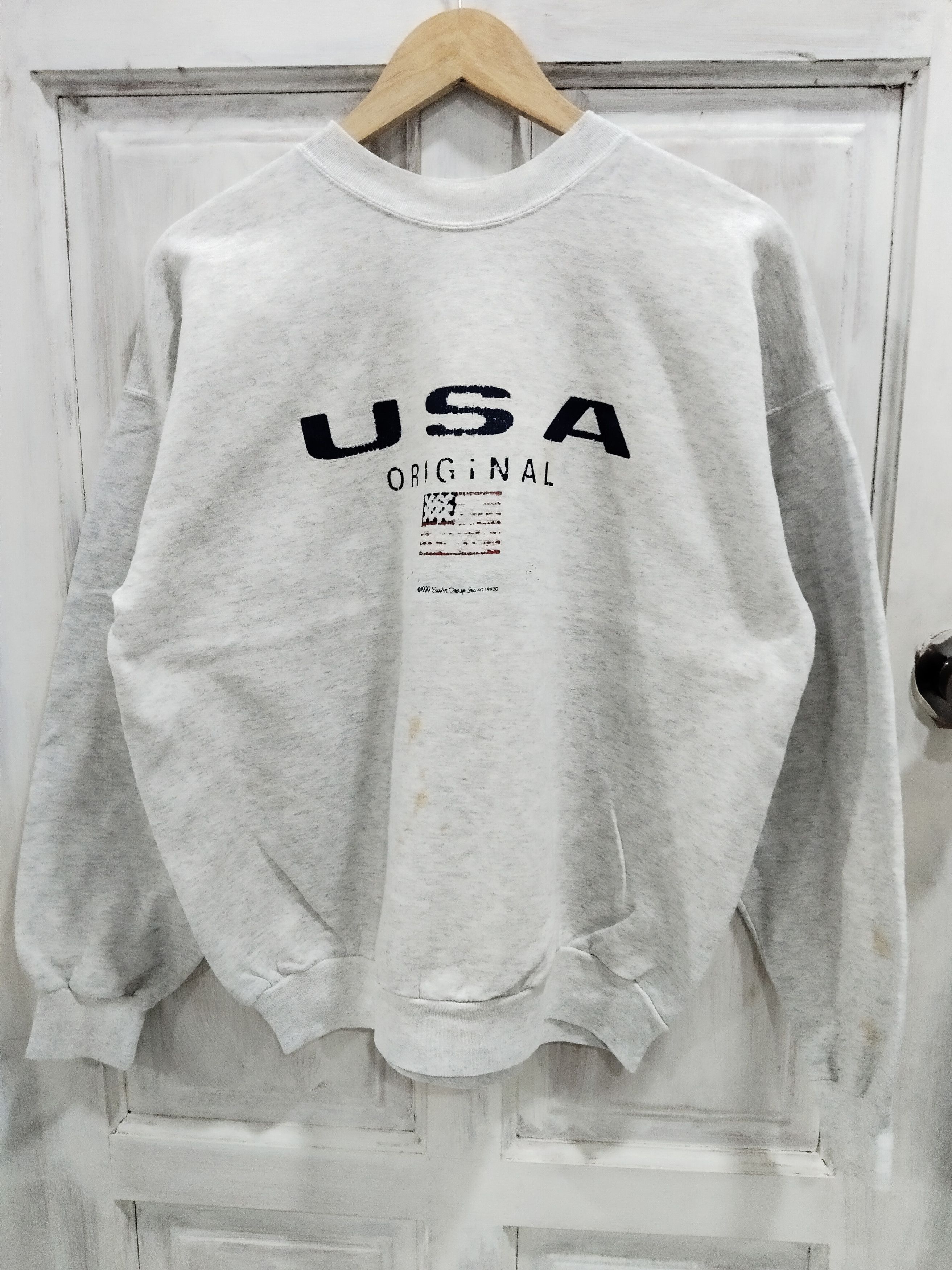 Vintage Vintage 90s USA Original Logo Sweatshirt Size US XL / EU 56 / 4 - 1 Thumbnail