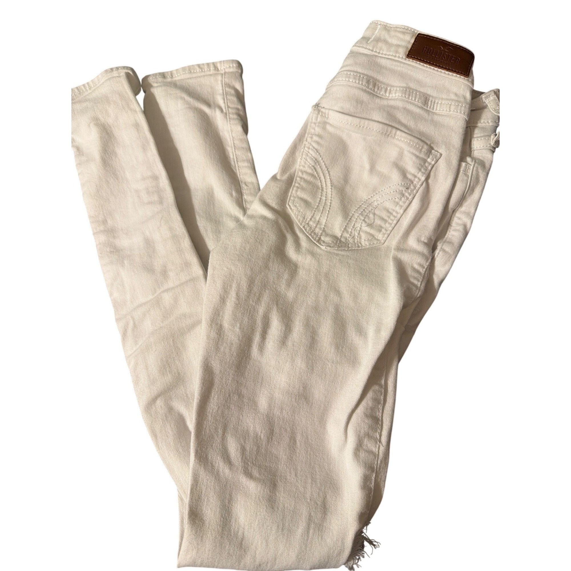Hollister Hollister White High Rise Super Skinny Distressed Jeans Dest Size 22" - 4 Thumbnail