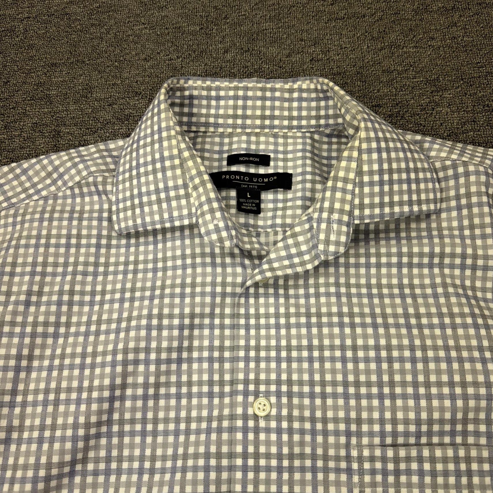 Pronto Uomo Pronto Uomo Shirt Mens L Blue Gingham Non Iron Button Front Long Sleeve Dress Shirt Size US L / EU 52-54 / 3 - 3 Thumbnail