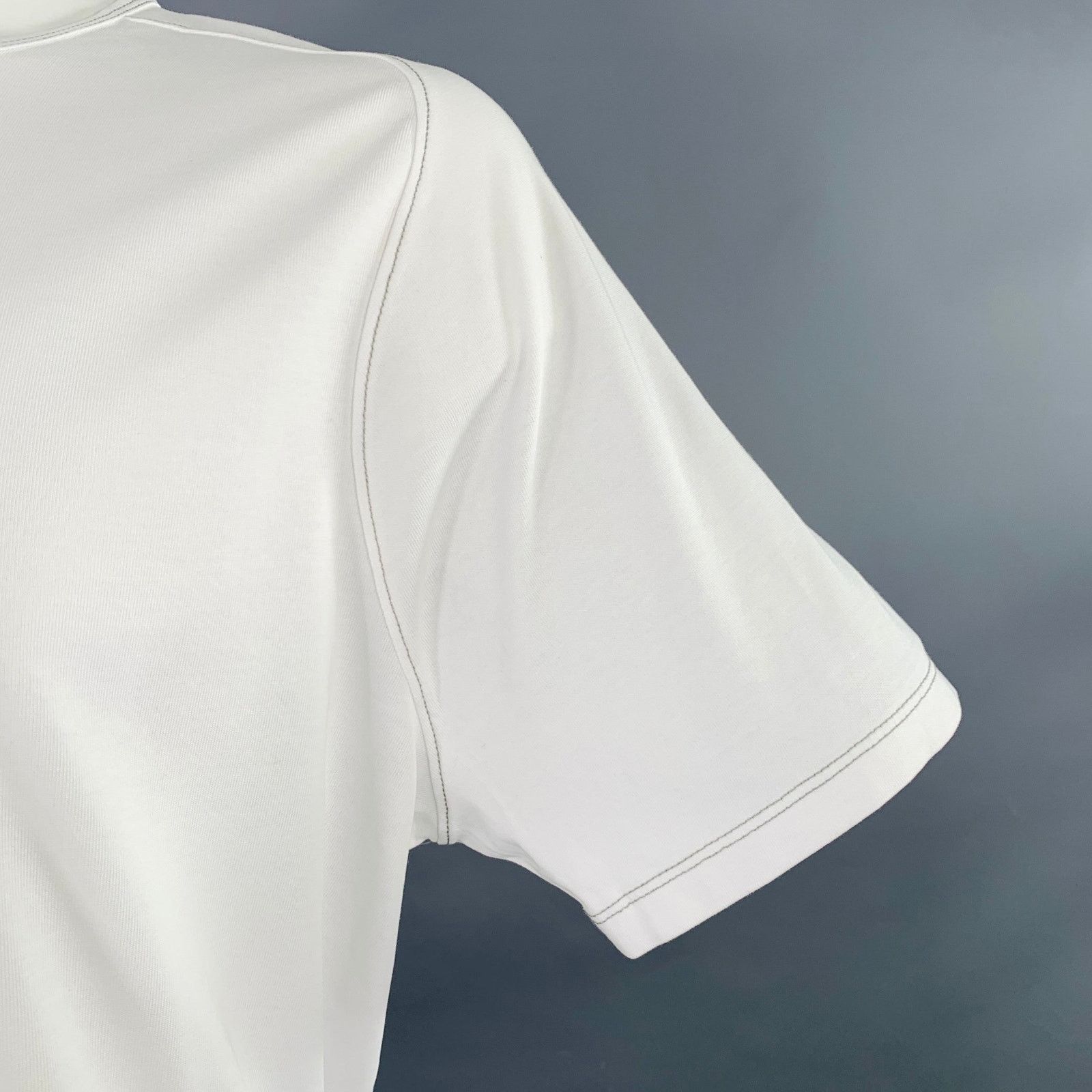 John Varvatos JOHN VARVATOS White Contrast Stitch Cotton Blend T-shirt Size US XXL / EU 58 / 5 - 2 Thumbnail