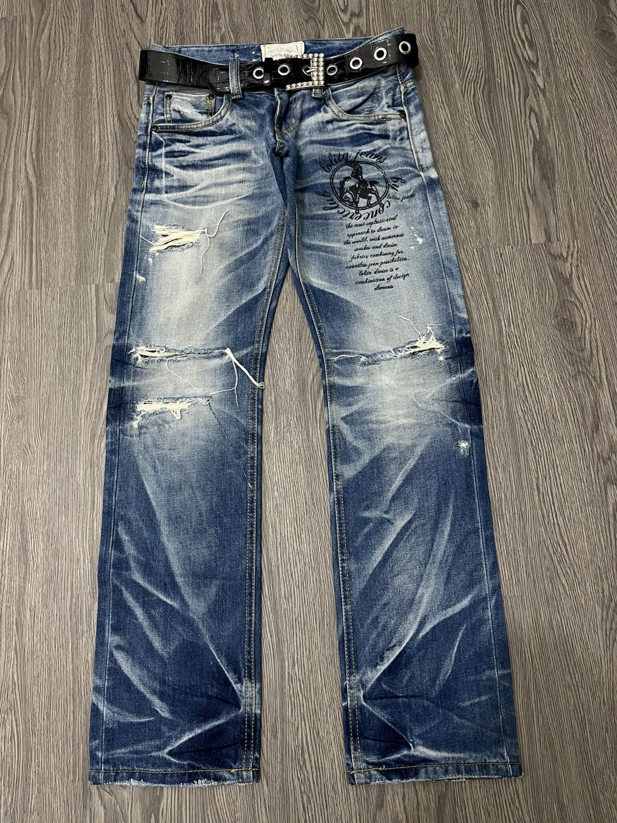 Japanese Brand 🇯🇵Lolita Distressing Jeans🇯🇵 Size US 29 - 4 Thumbnail