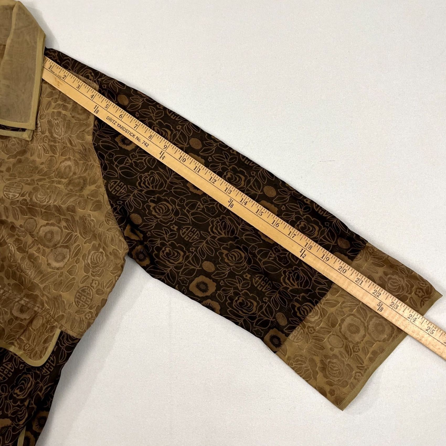 Vintage Earthen Silk Womens Blouse M Brown Tan Silk Pockets Buttons Mandarin Size M / US 6-8 / IT 42-44 - 6 Thumbnail