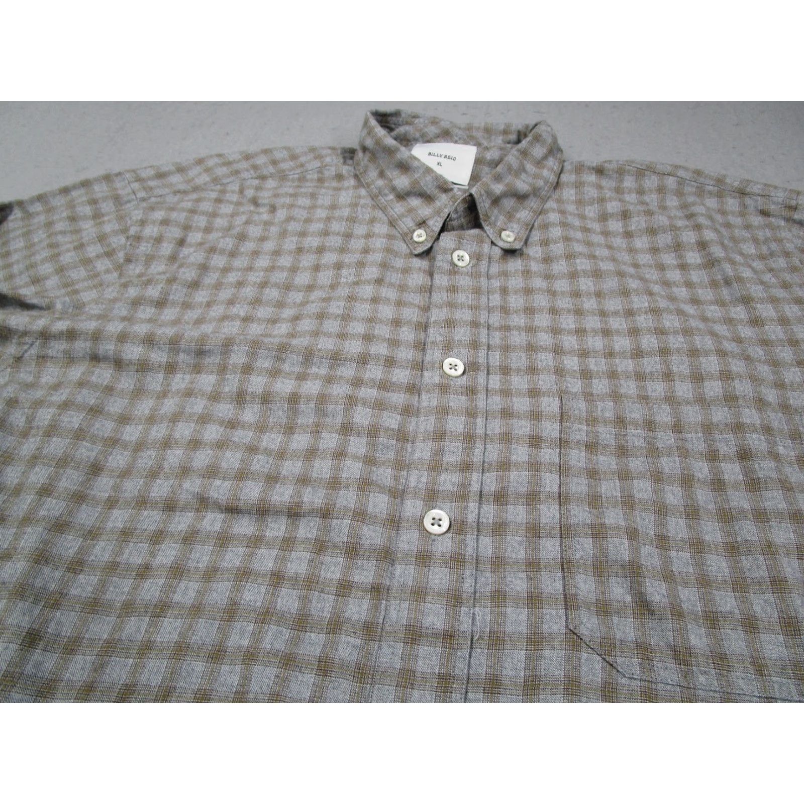 Billy Reid VINTAGE? Wait: Not vintage. Billy Reid Shirt Mens XL Gray Olive Plaid Button-Down Standard Made in Italy Size US XL / EU 56 / 4 - 2 Thumbnail