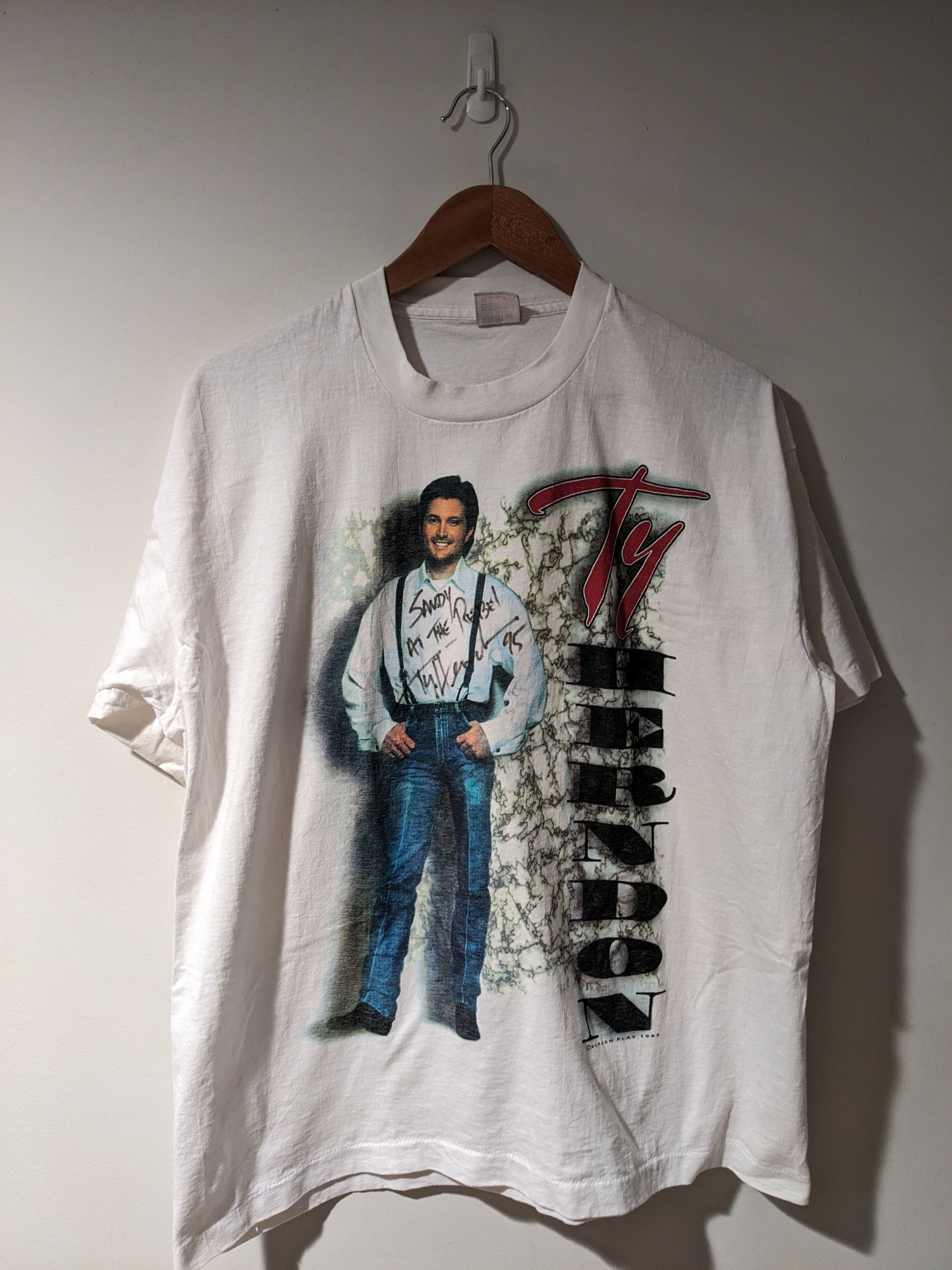 Band Tees × Vintage Vintage 1995 Ty Herndon SIGNED What Mattered Most T-Shirt Size US XL / EU 56 / 4 - 1 Thumbnail