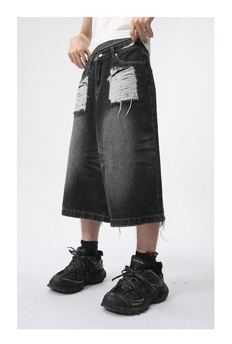 Japanese Brand × Jean Black Vintage Straight Washed Ripped Denim Shorts Size US 32 / EU 48 - 3 Thumbnail