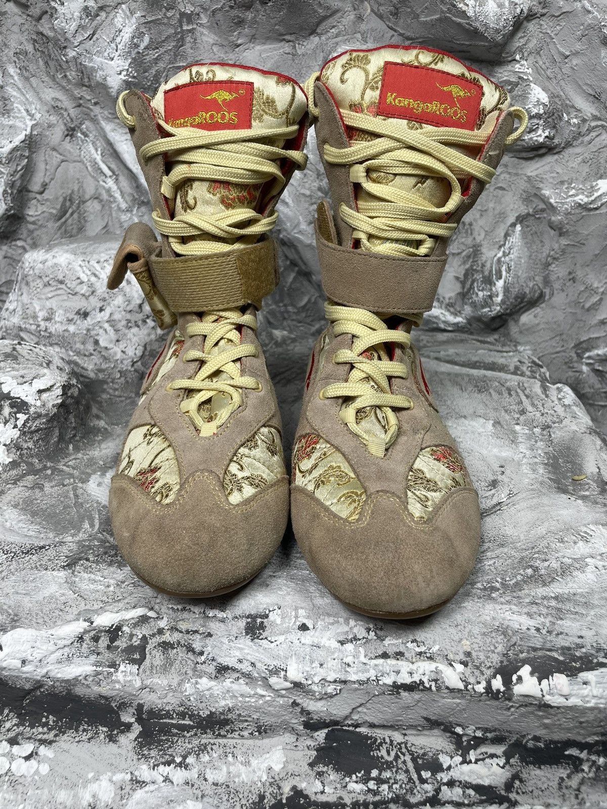 Japanese Brand × Vintage 2000s Y2K Punk Pocket Rare High Shoes Chinese Satin Pattern Size US 8 / IT 38 - 8 Thumbnail