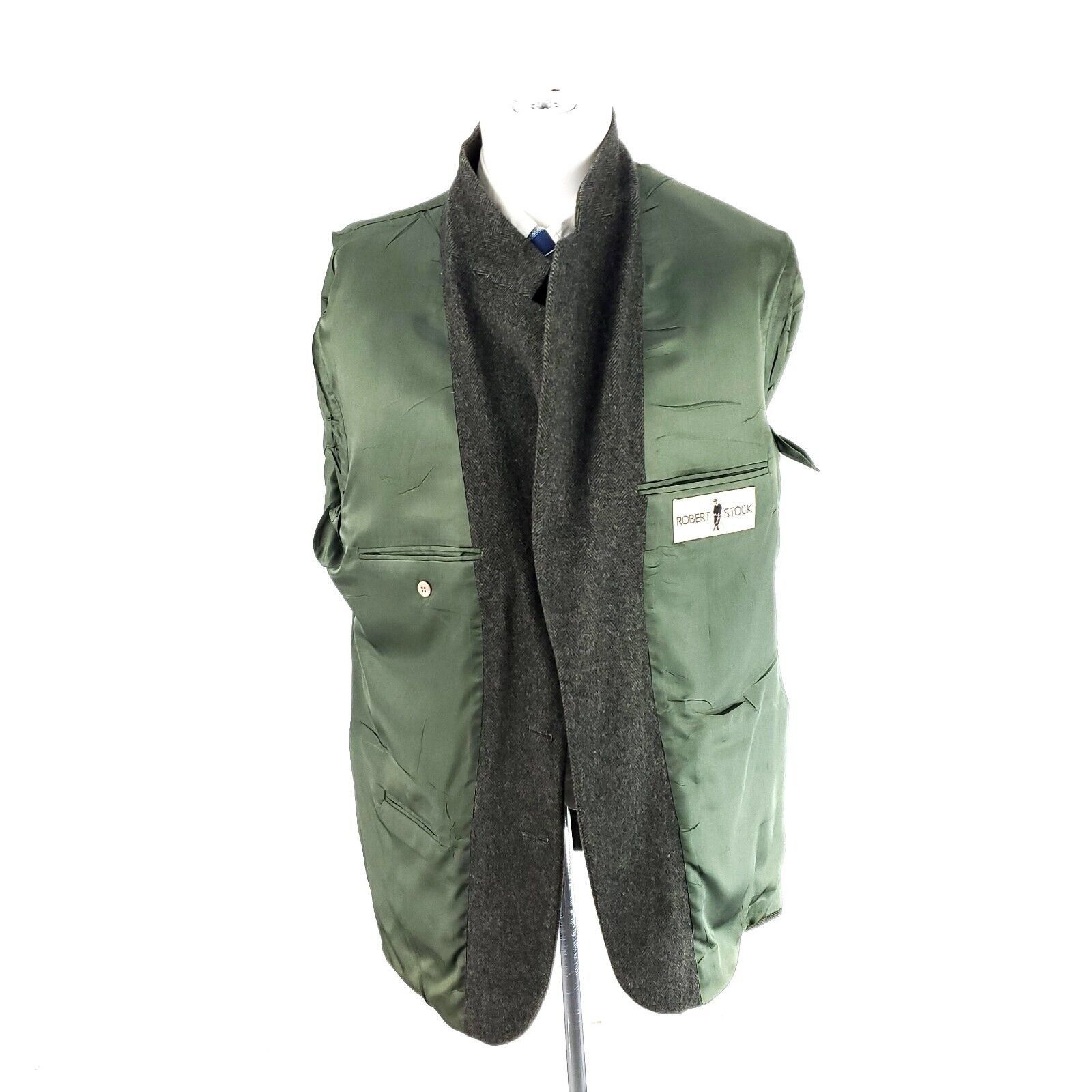 Robert Stock Robert Stock Soft Tweed Wool 2 Button Sport Coat 42R Green H Size 42R - 9 Thumbnail