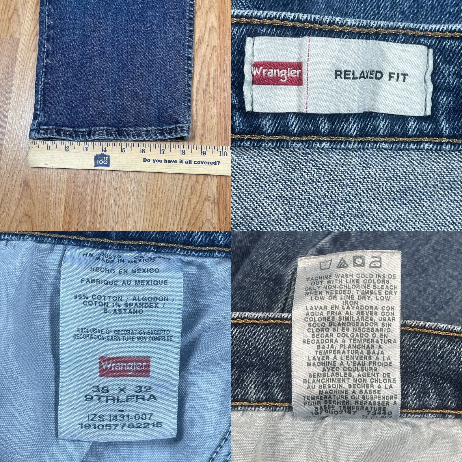 Wrangler Wrangler Jeans Men’s Relaxed Fit Straight Leg Stretch Blue Denim Pants 38Wx32L Size US 38 / EU 54 - 8 Thumbnail