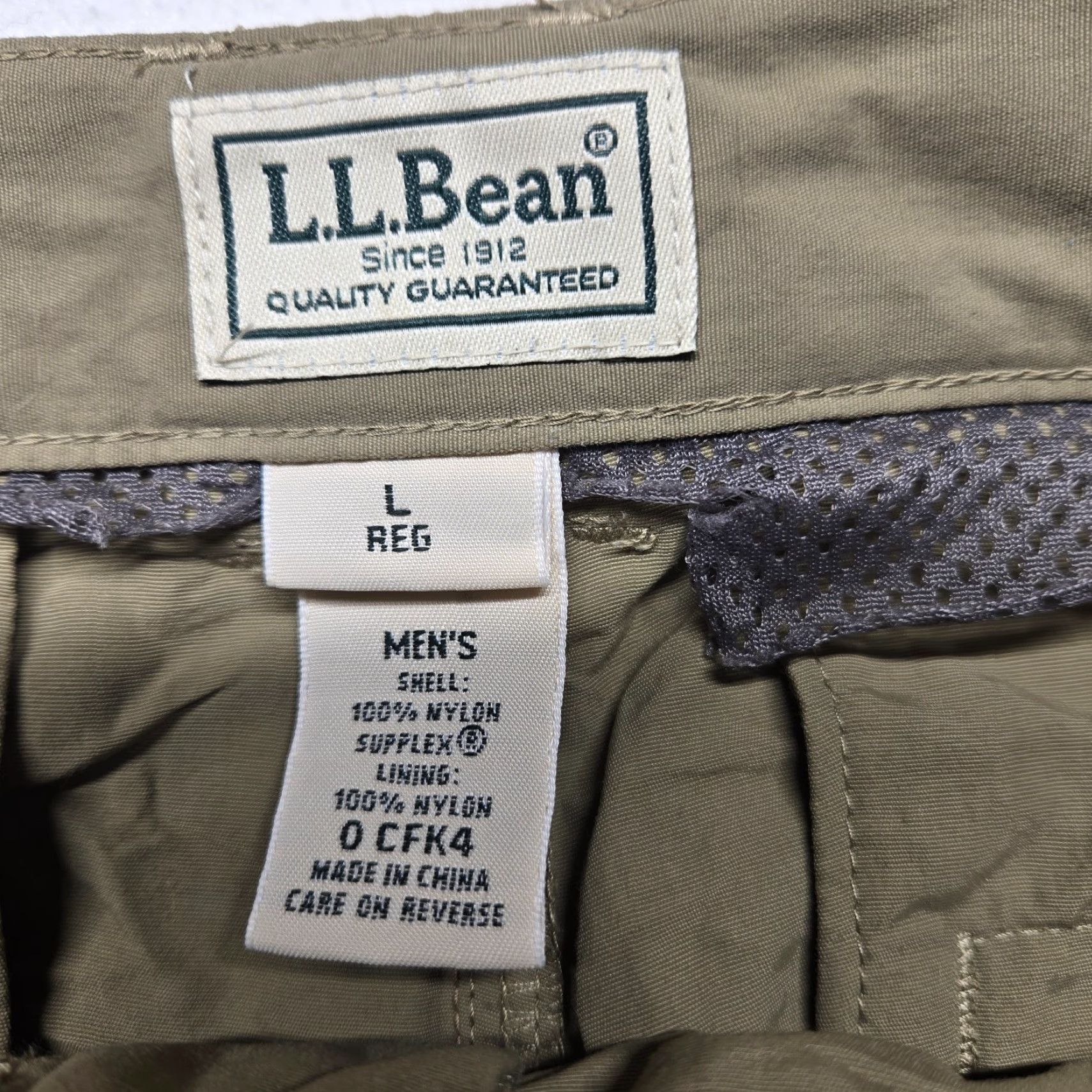 Vintage L.L. Bean Nylon Beige Khaki Belted Pants Cargo Pocket Size US 33 - 3 Thumbnail