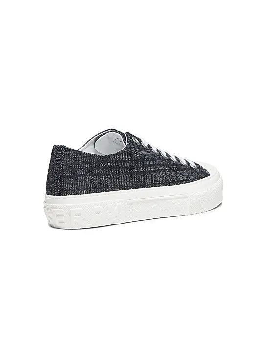 Burberry os11x0226 Jack Check Denim Low-Top Sneakers In Indigo Denim Size US 12 / EU 45 - 3 Thumbnail