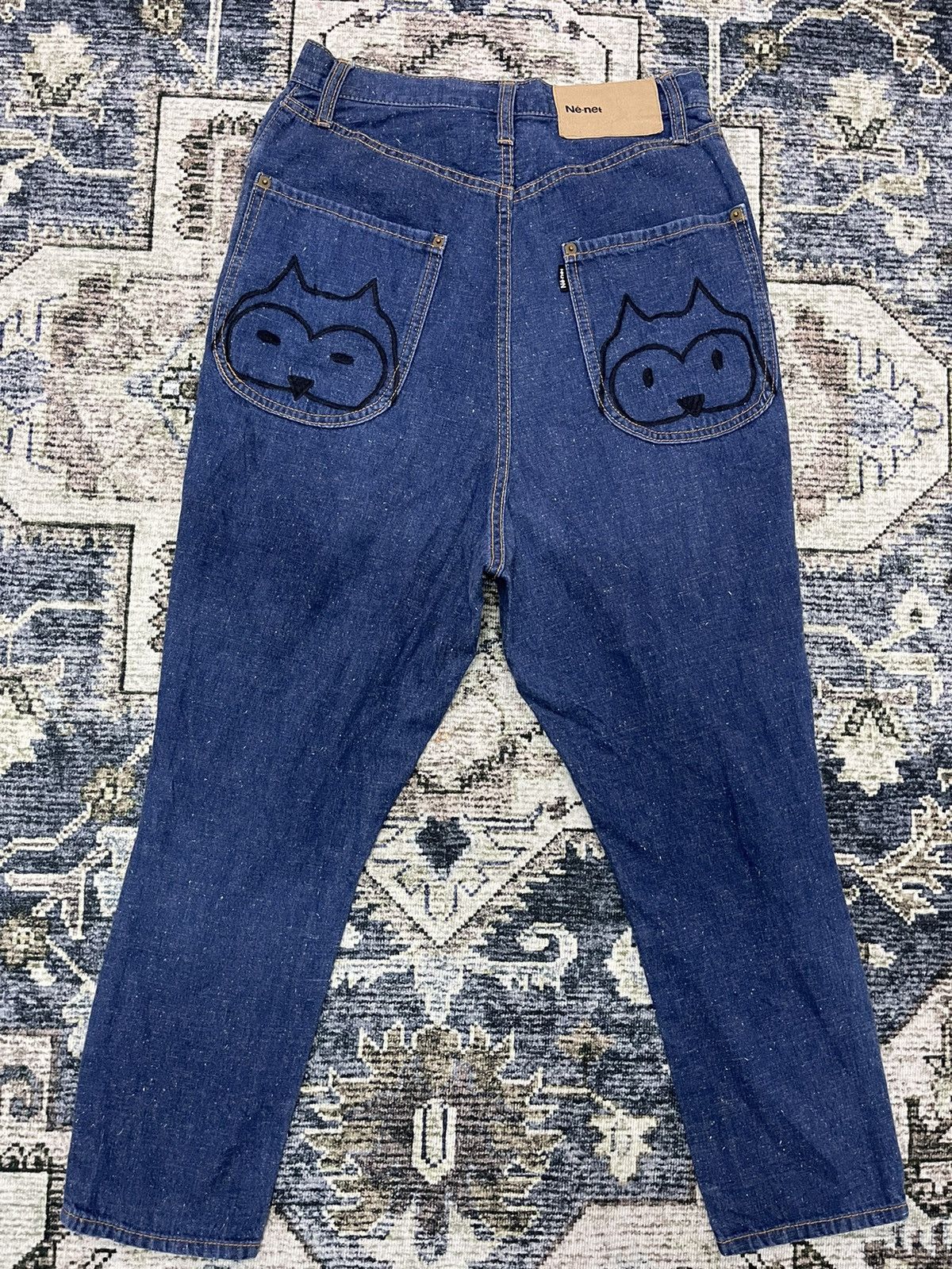 Issey Miyake × Japanese Brand × Ne-Net VINTAGE NE-NET BIG LOGO PATERN DARK BLUE PANTS VERY RARE Size US 28 / EU 44 - 1 Thumbnail