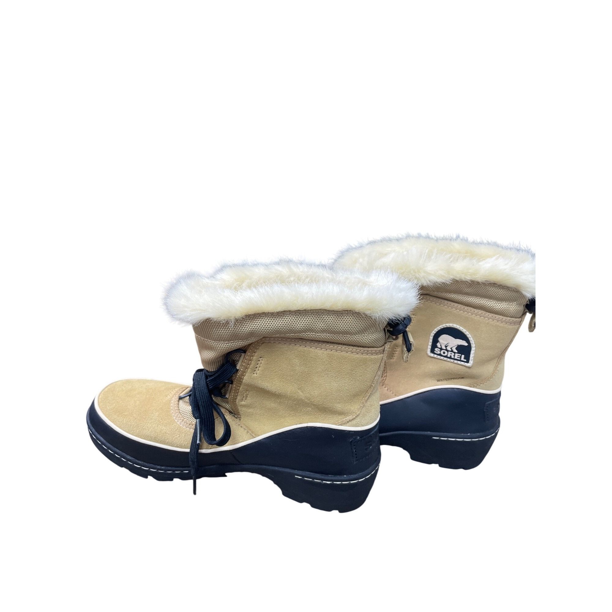 SOREL Sorel Womens brown black leather Faux Fur Waterproof Winter Size US 7.5 / IT 37.5 - 3 Thumbnail