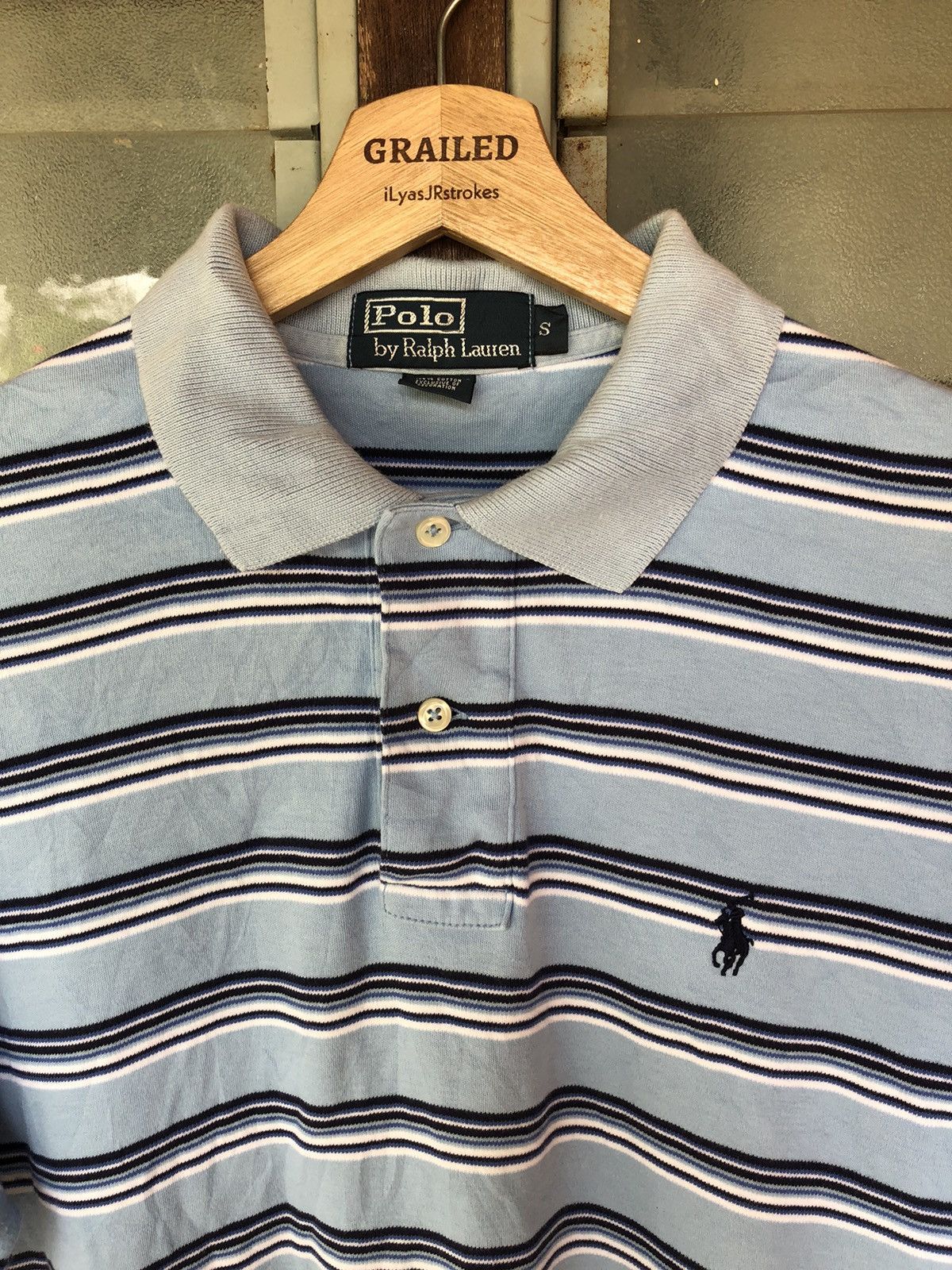 Polo Ralph Lauren Vintage Polo Ralph Lauren Stripe Blue Harizontal Collar Tee Size US S / EU 44-46 / 1 - 3 Thumbnail