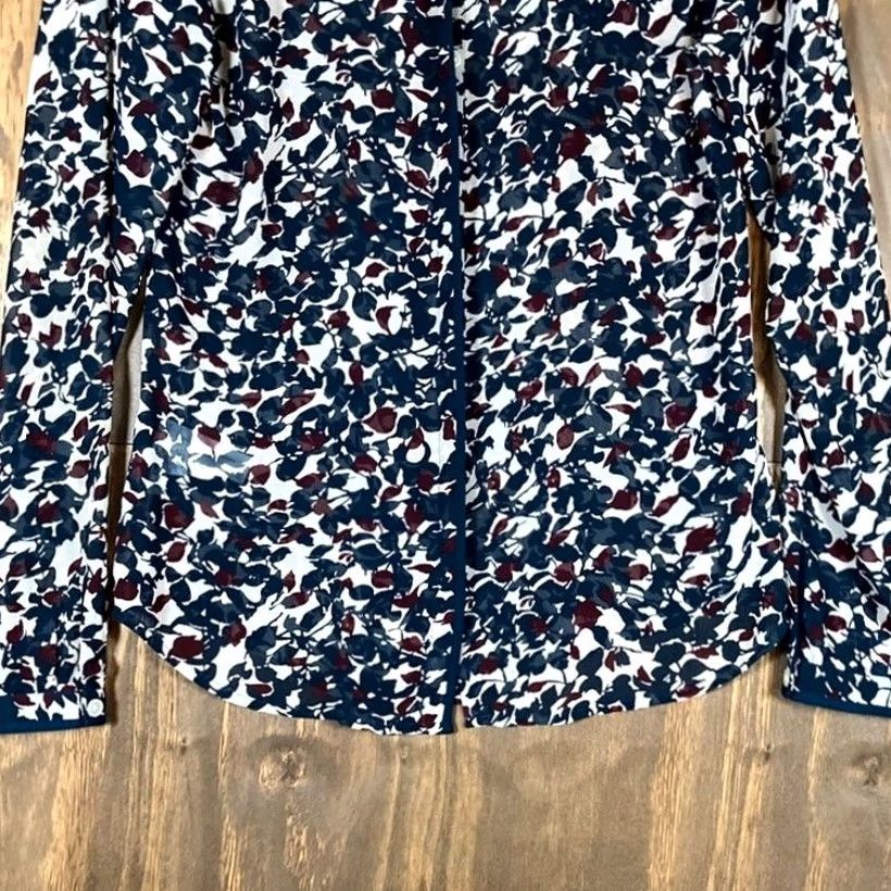 Ann Taylor Ann Taylor LOFT Womens Blouse Multi Floral Sheer Button Down Long Sleeve XS Size XS / US 0-2 / IT 36-38 - 3 Thumbnail