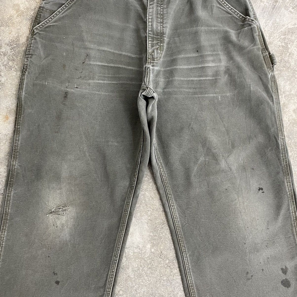 Carhartt VTG Carhartt Faded Moss Green Ripped Carpenter Pants Size US 37 - 6 Thumbnail