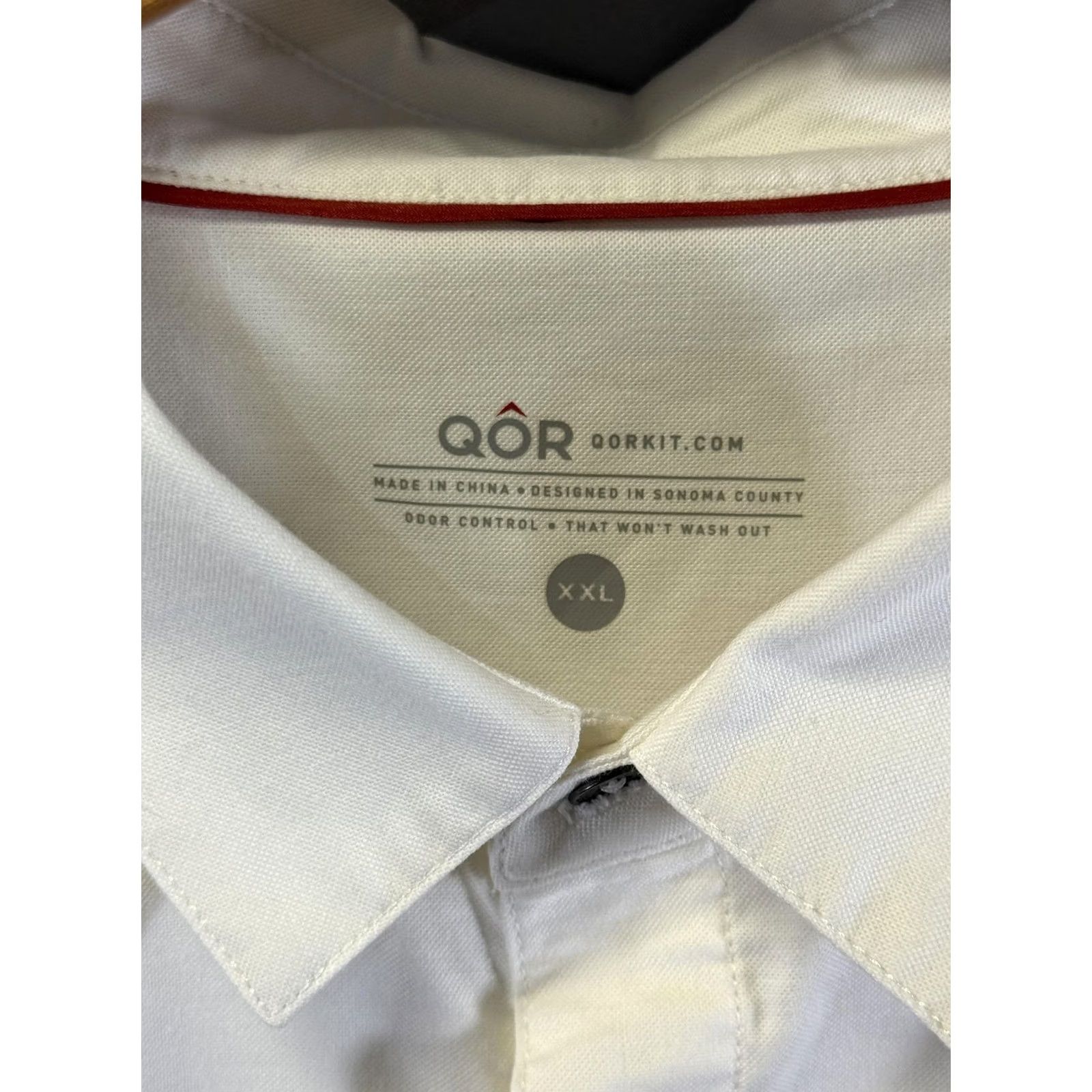 Vintage QOR Button-Up Shirt Mens 2XL White Short Sleeve Performance Stretch Odor Control Size US XXL / EU 58 / 5 - 6 Thumbnail