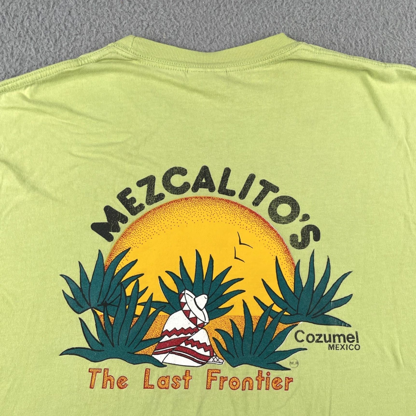 Vintage Vtg M&O Knits XXL Mezcalito’s The Last Frontier Cozumel Mexico Shirt Lime Green Men T-Shirt Crew Neck Cotton Knit Short Sleeve Size US XXL / EU 58 / 5 - 2 Thumbnail