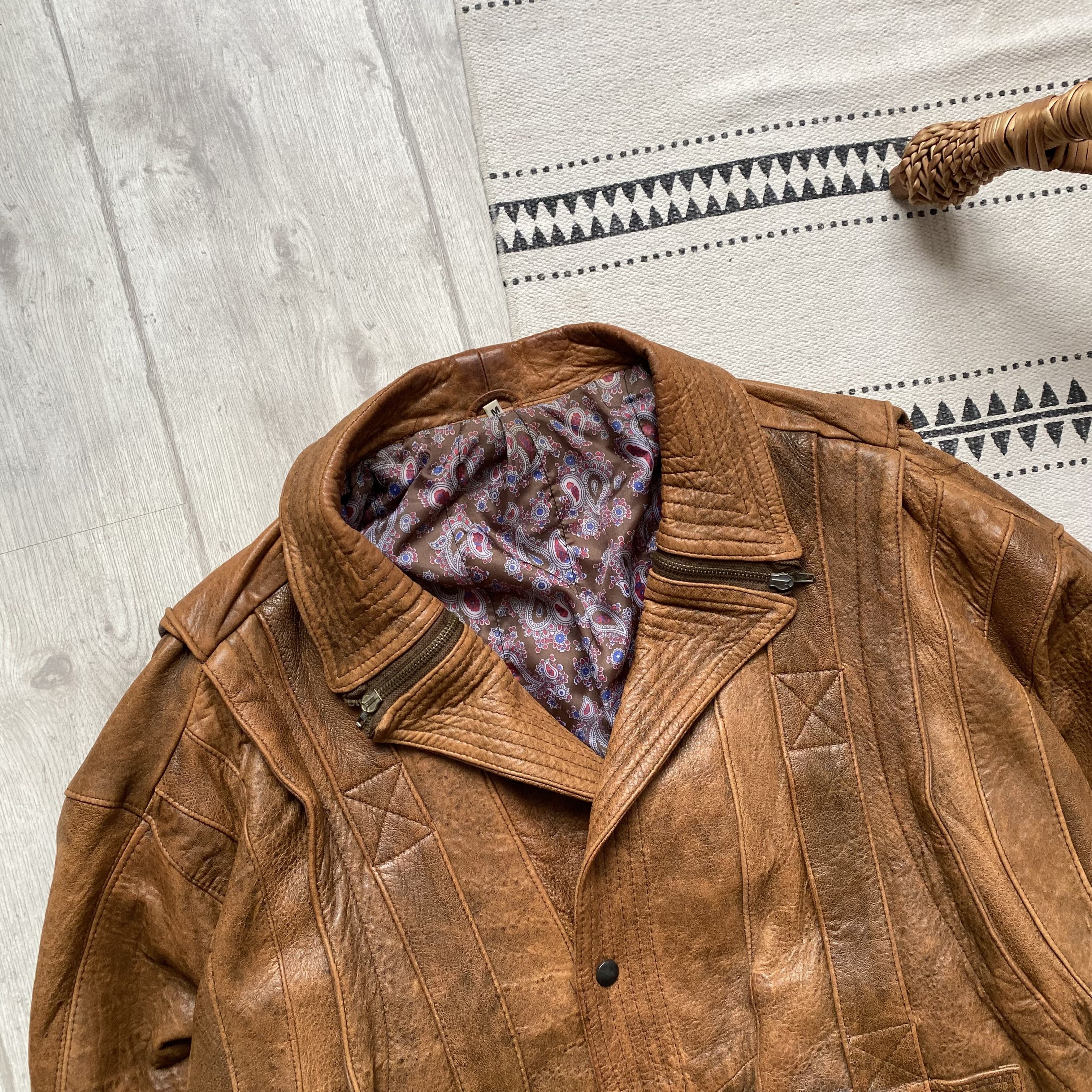Genuine Leather Vintage 80s Leather Bomber Aviator Flight jacket Top Gun Size US M / EU 48-50 / 2 - 2 Thumbnail