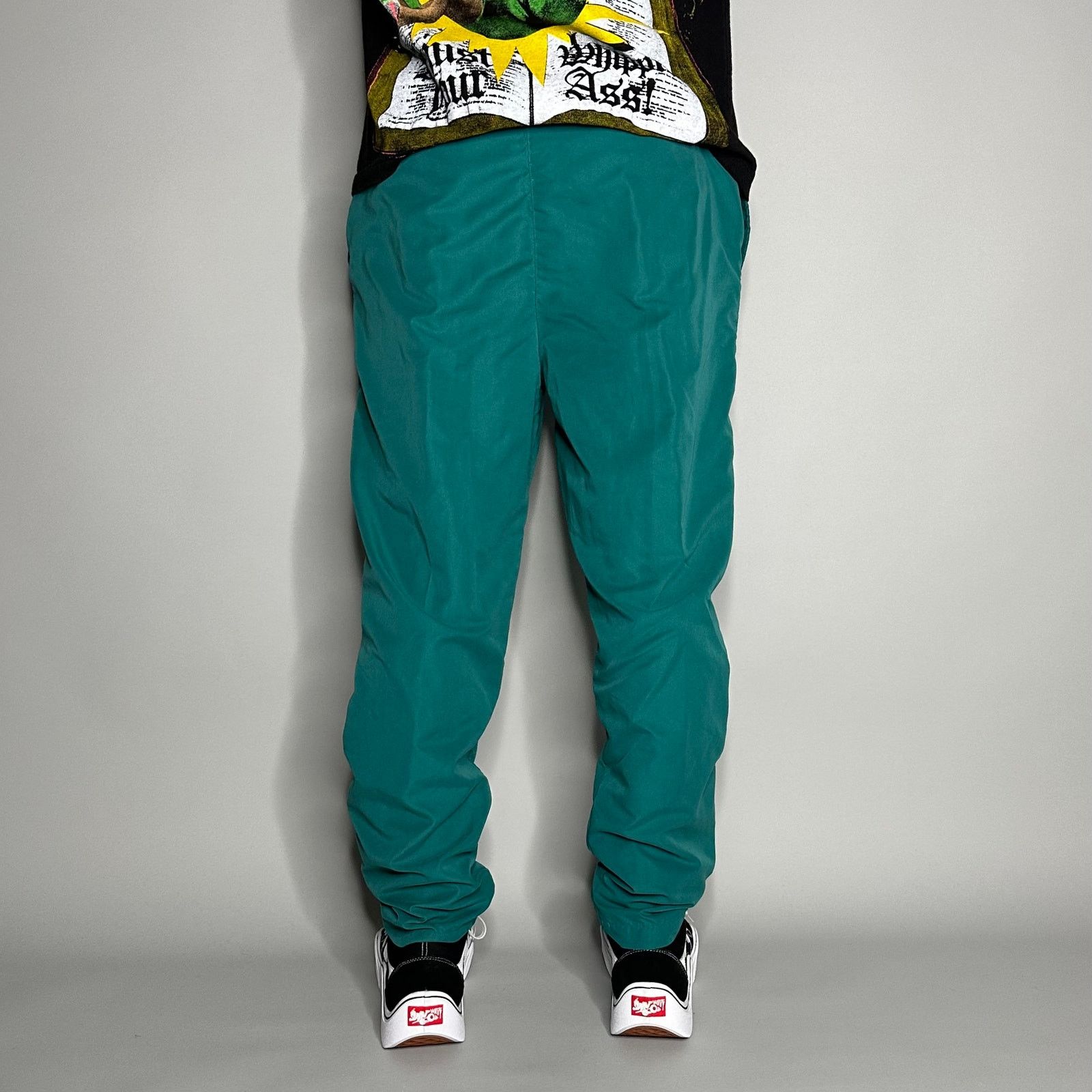 Vintage Vintage 90s Track Pants Mens M Teal Polyester Joggers Lined Size US 32 / EU 48 - 2 Thumbnail