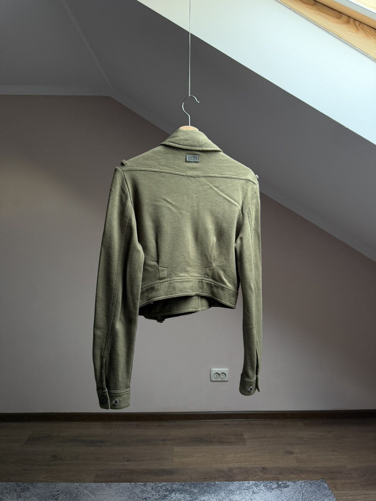 Diesel Archive 90/00s Diesel Cropped Military Green Jacket Y2K RARE Size S / US 4 / IT 40 - 3 Thumbnail
