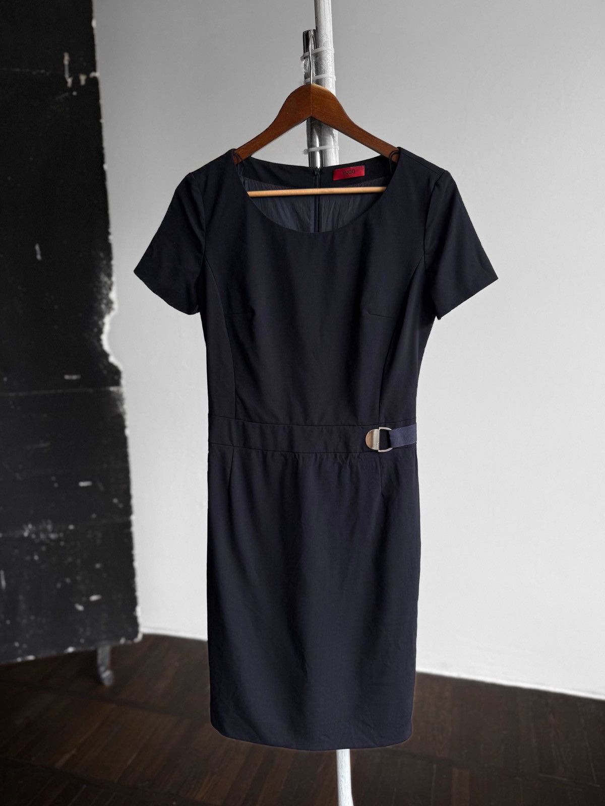 Hugo Boss Hugo Boss Hugo Womens Navy Blue Short Sleeve Shift Dress Size S / US 4 / IT 40 - 1 Thumbnail
